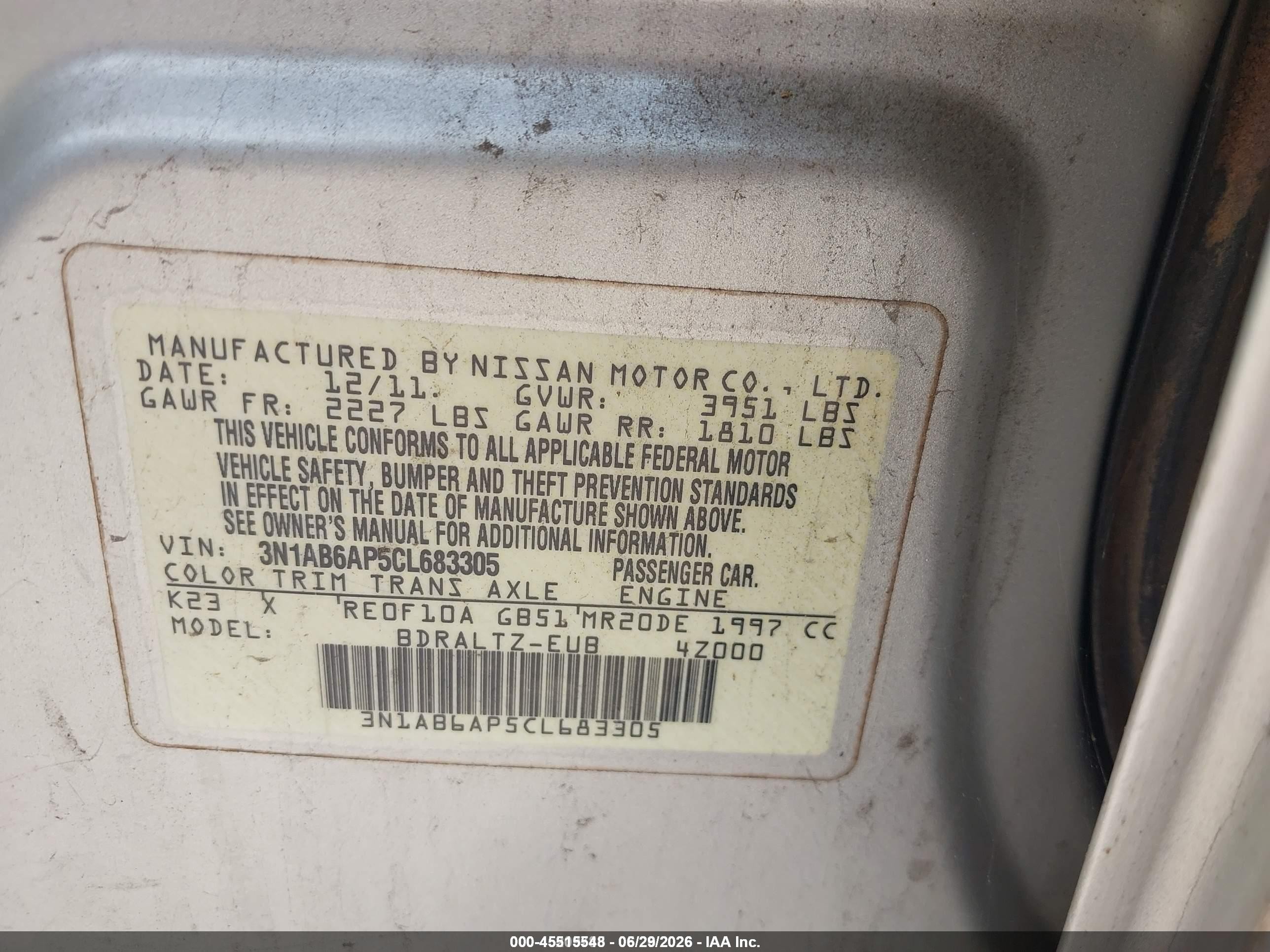 2012 Nissan Sentra 2.0 S Silver vin: 3N1AB6AP5CL683305