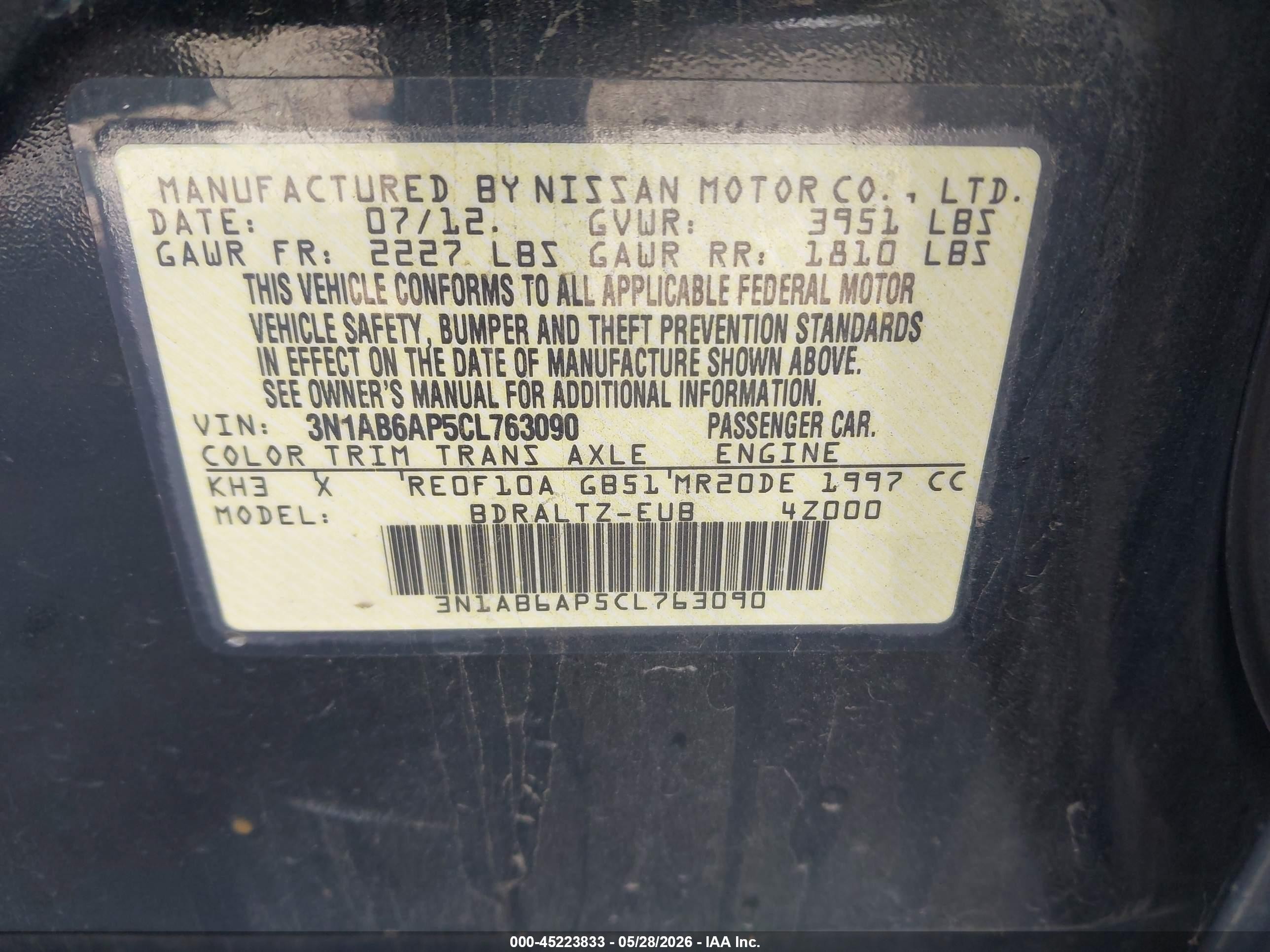 2012 Nissan Sentra 2.0 S Black vin: 3N1AB6AP5CL763090