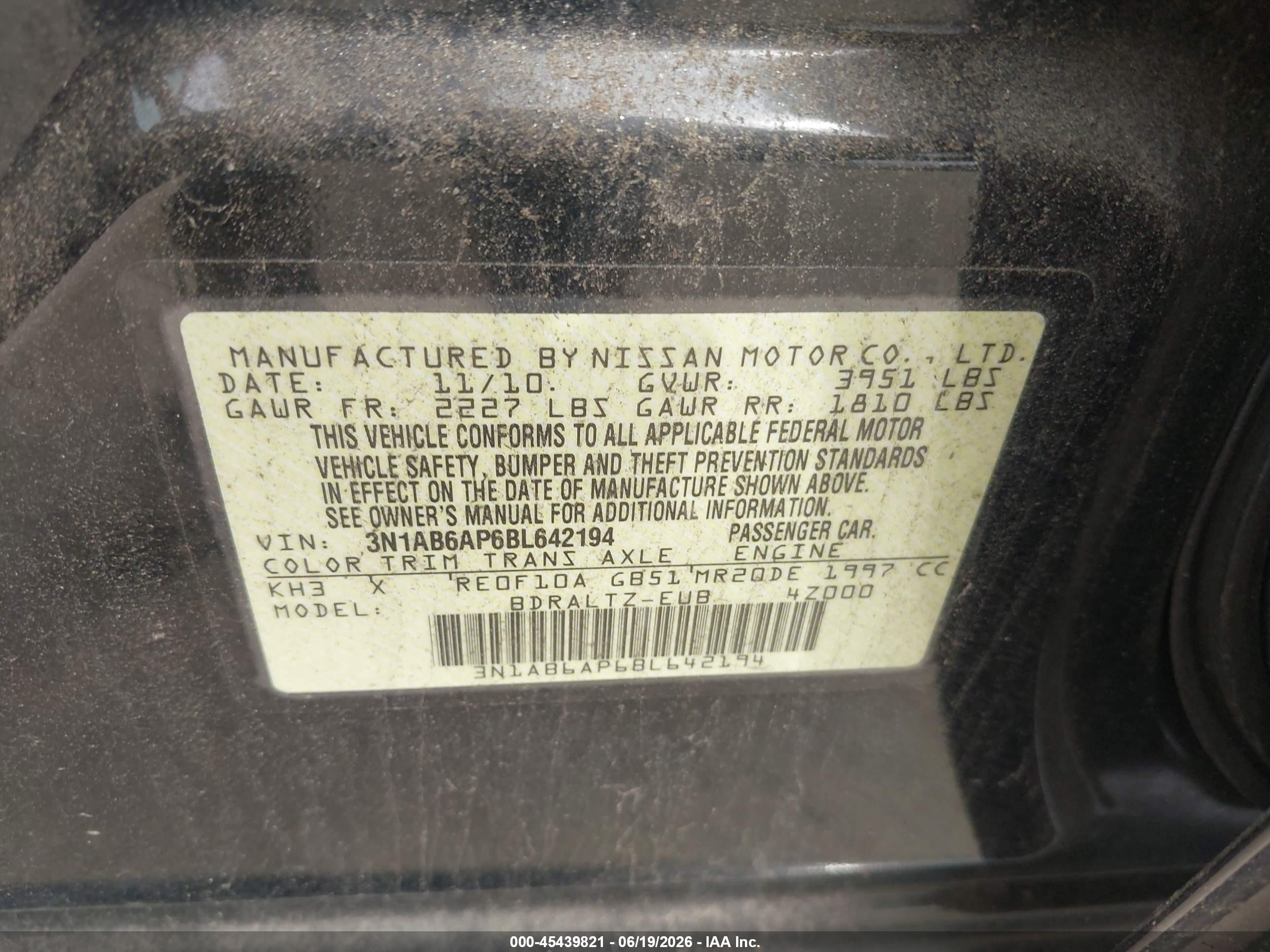 2011 Nissan Sentra 2.0sr Black vin: 3N1AB6AP6BL642194