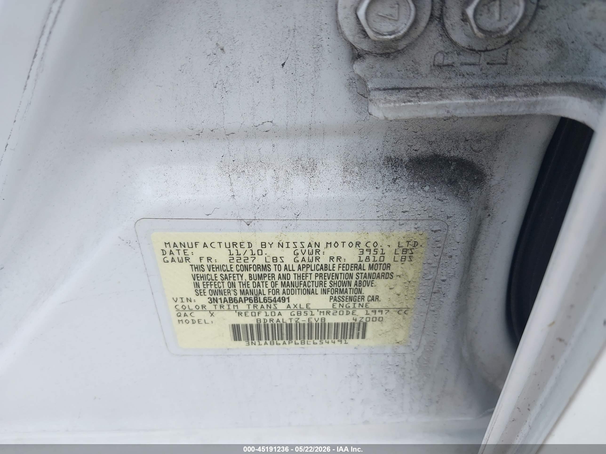 2011 Nissan Sentra 2.0sr White vin: 3N1AB6AP6BL654491