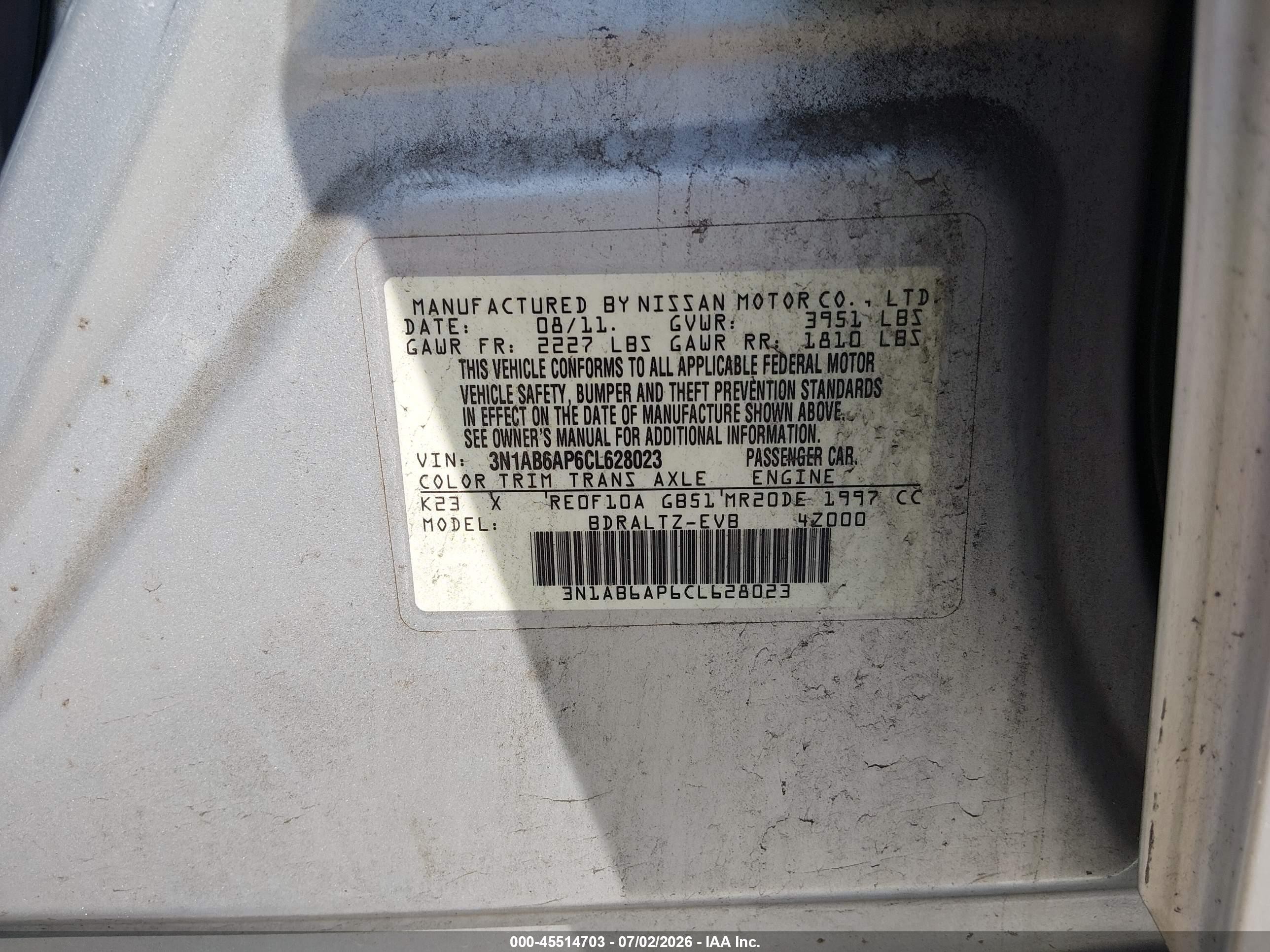 2012 Nissan Sentra 2.0 Sr Silver vin: 3N1AB6AP6CL628023