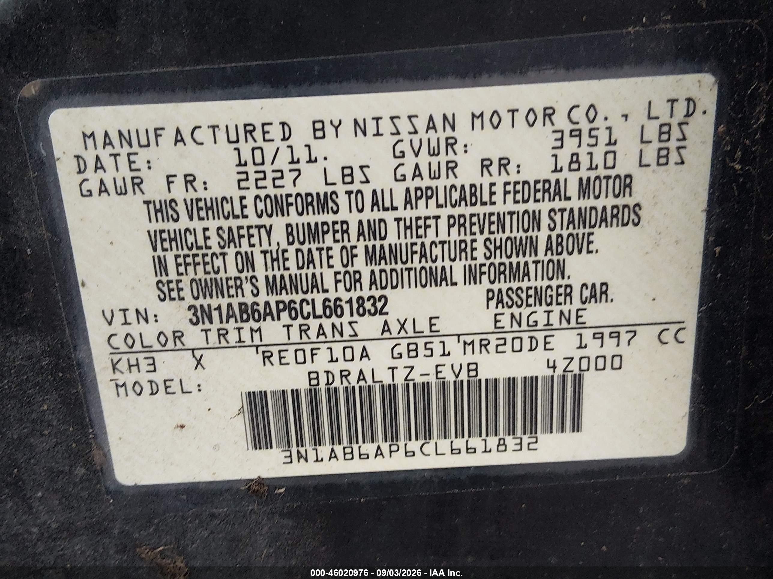 2012 Nissan Sentra 2.0 Sr Black vin: 3N1AB6AP6CL661832