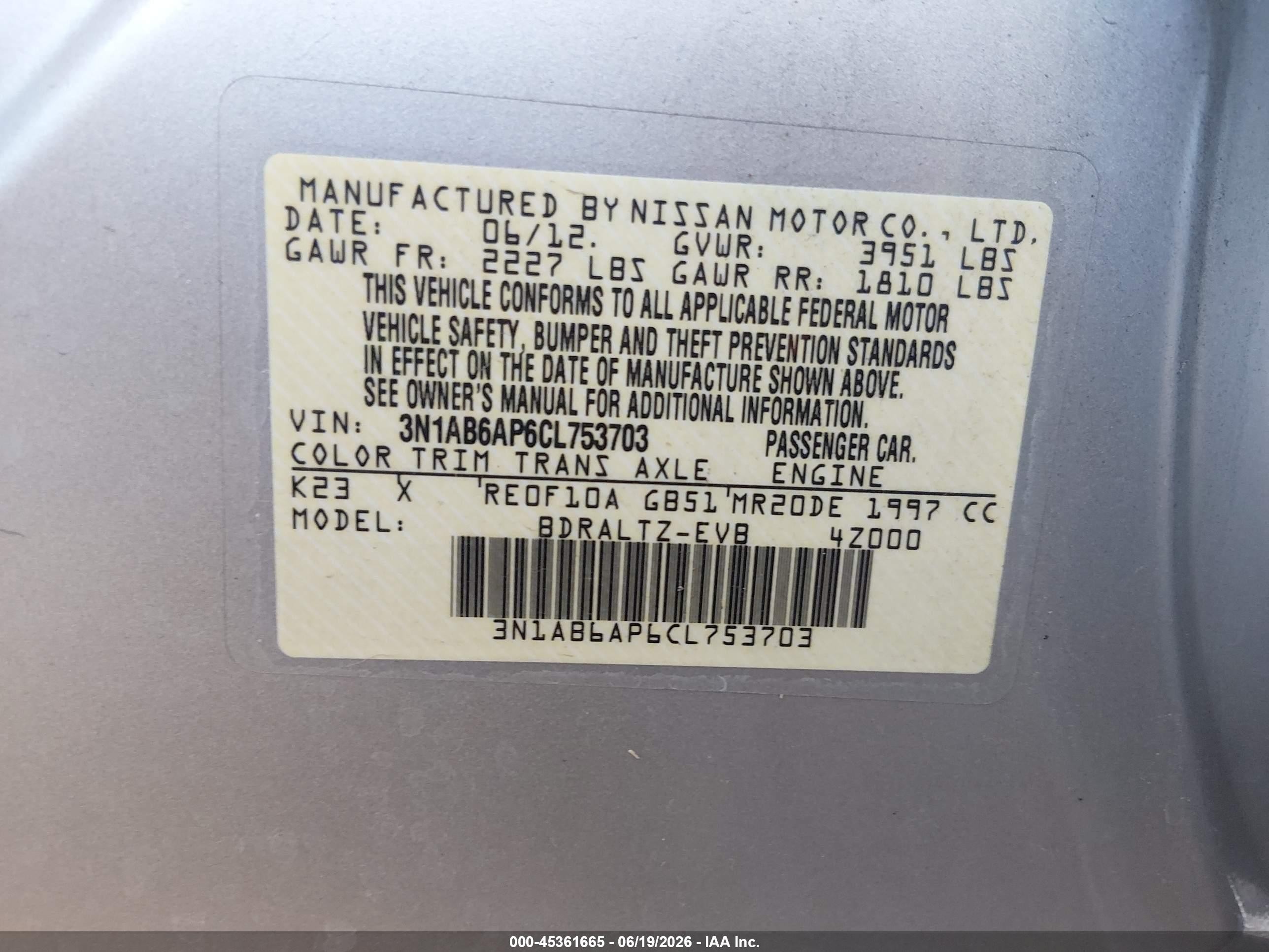 2012 Nissan Sentra 2.0 Sr Silver vin: 3N1AB6AP6CL753703