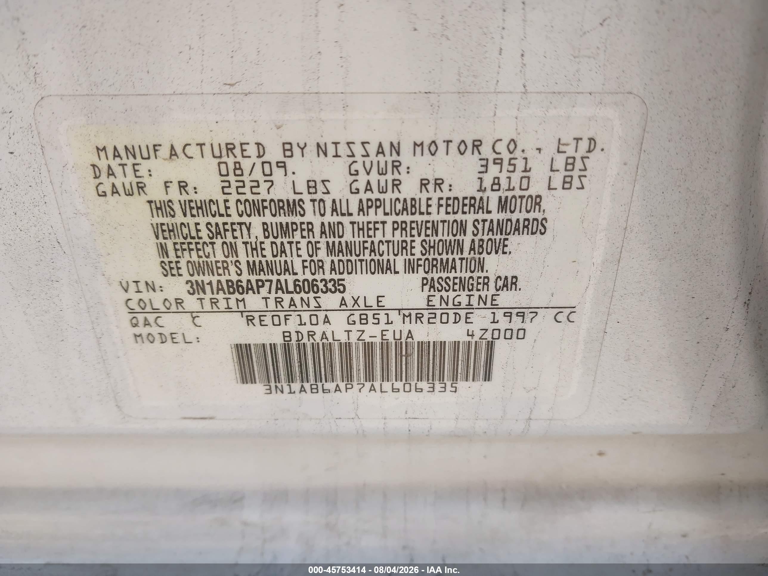 2010 Nissan Sentra 2.0s White vin: 3N1AB6AP7AL606335