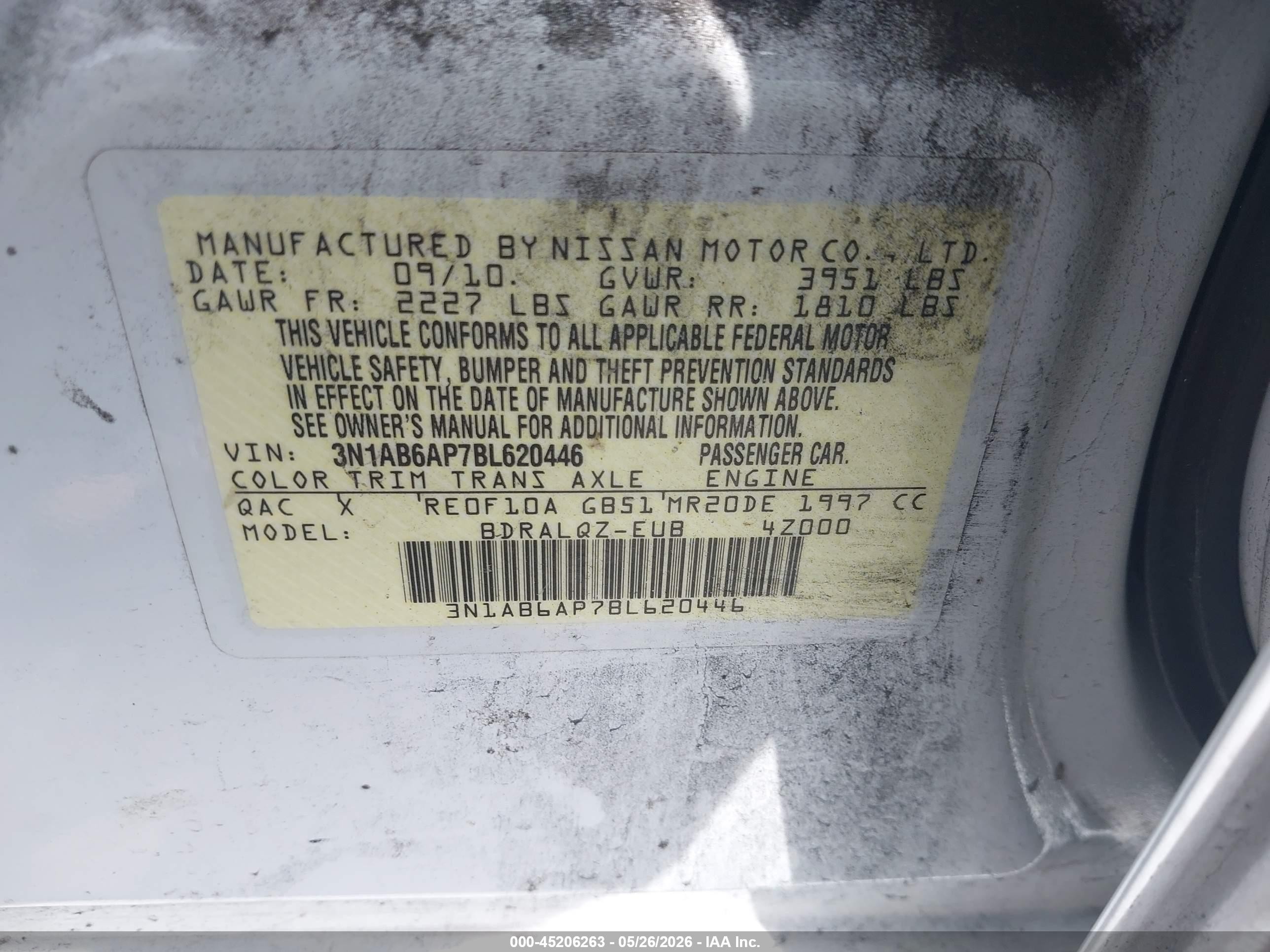 2011 Nissan Sentra 2.0 White vin: 3N1AB6AP7BL620446