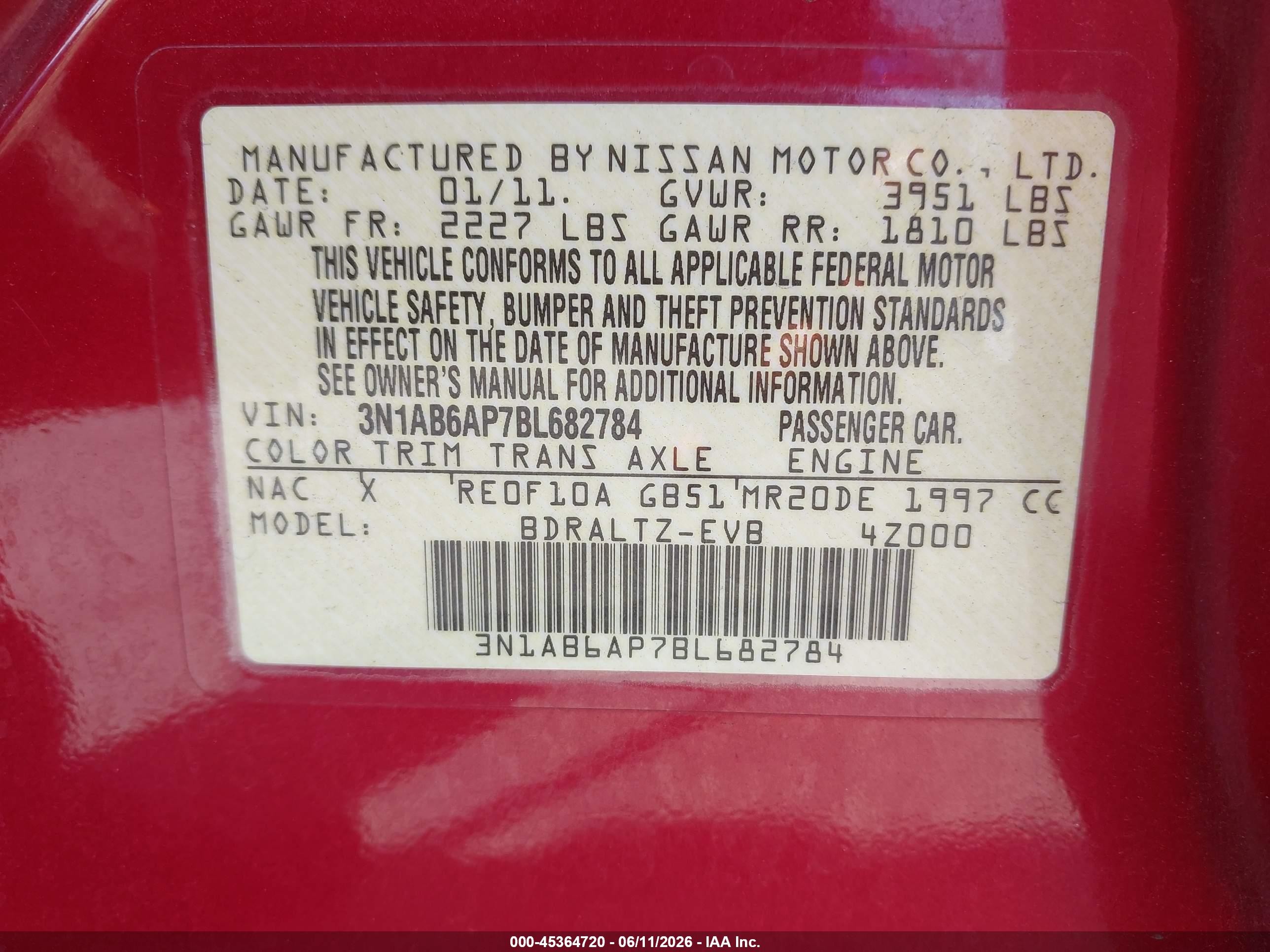 2011 Nissan Sentra 2.0s Темно-бордовый vin: 3N1AB6AP7BL682784