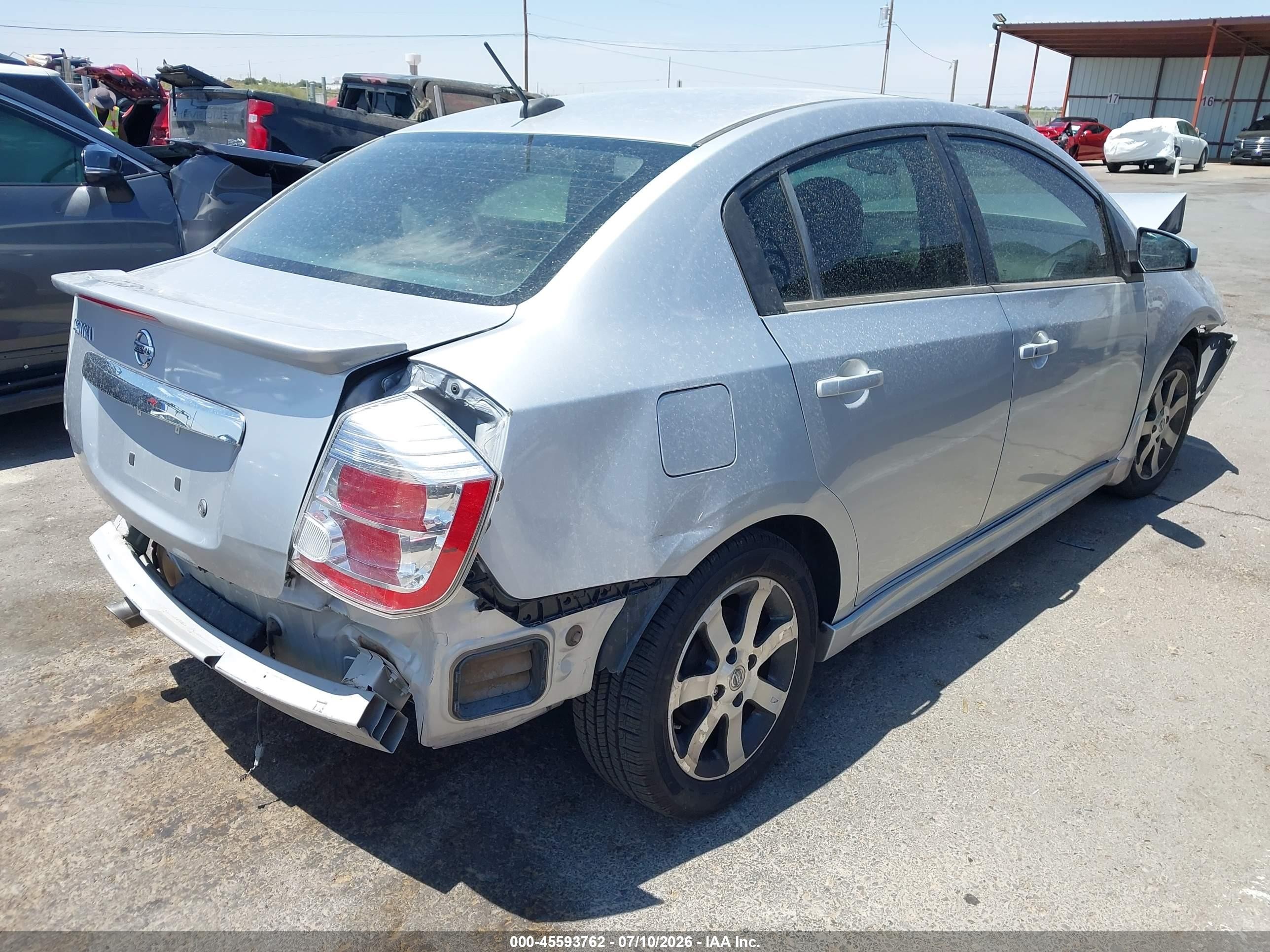 2012 Nissan Sentra 2.0 Sr Silver vin: 3N1AB6AP7CL606175