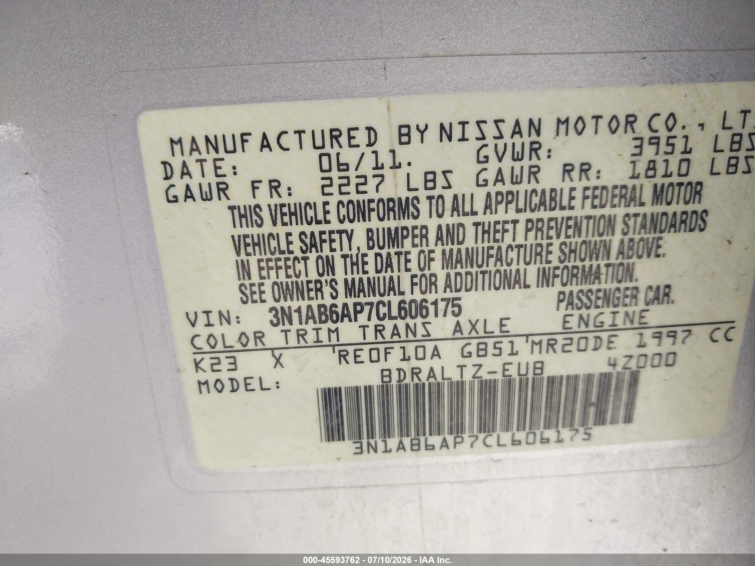 2012 Nissan Sentra 2.0 Sr Silver vin: 3N1AB6AP7CL606175