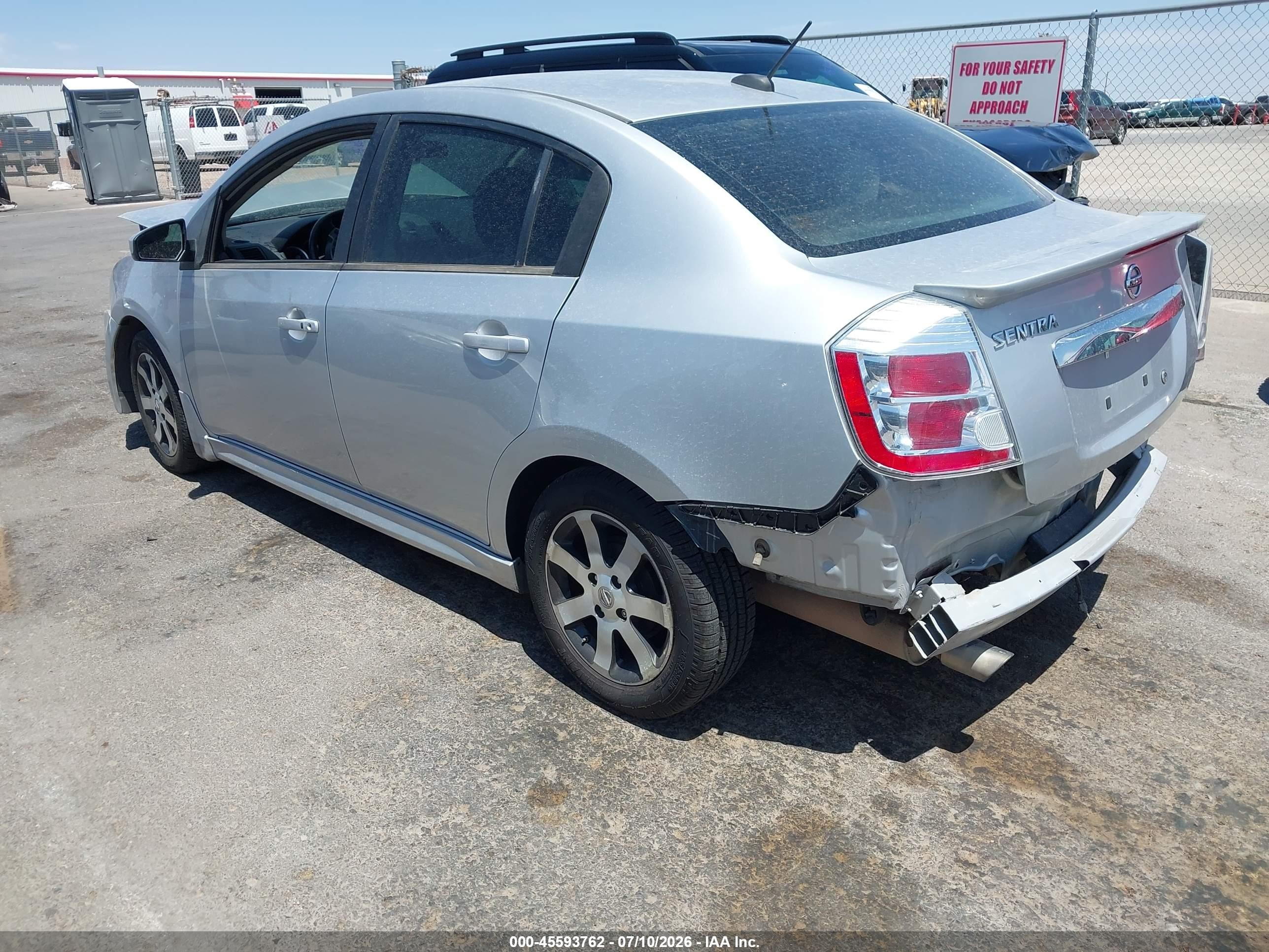 2012 Nissan Sentra 2.0 Sr Silver vin: 3N1AB6AP7CL606175