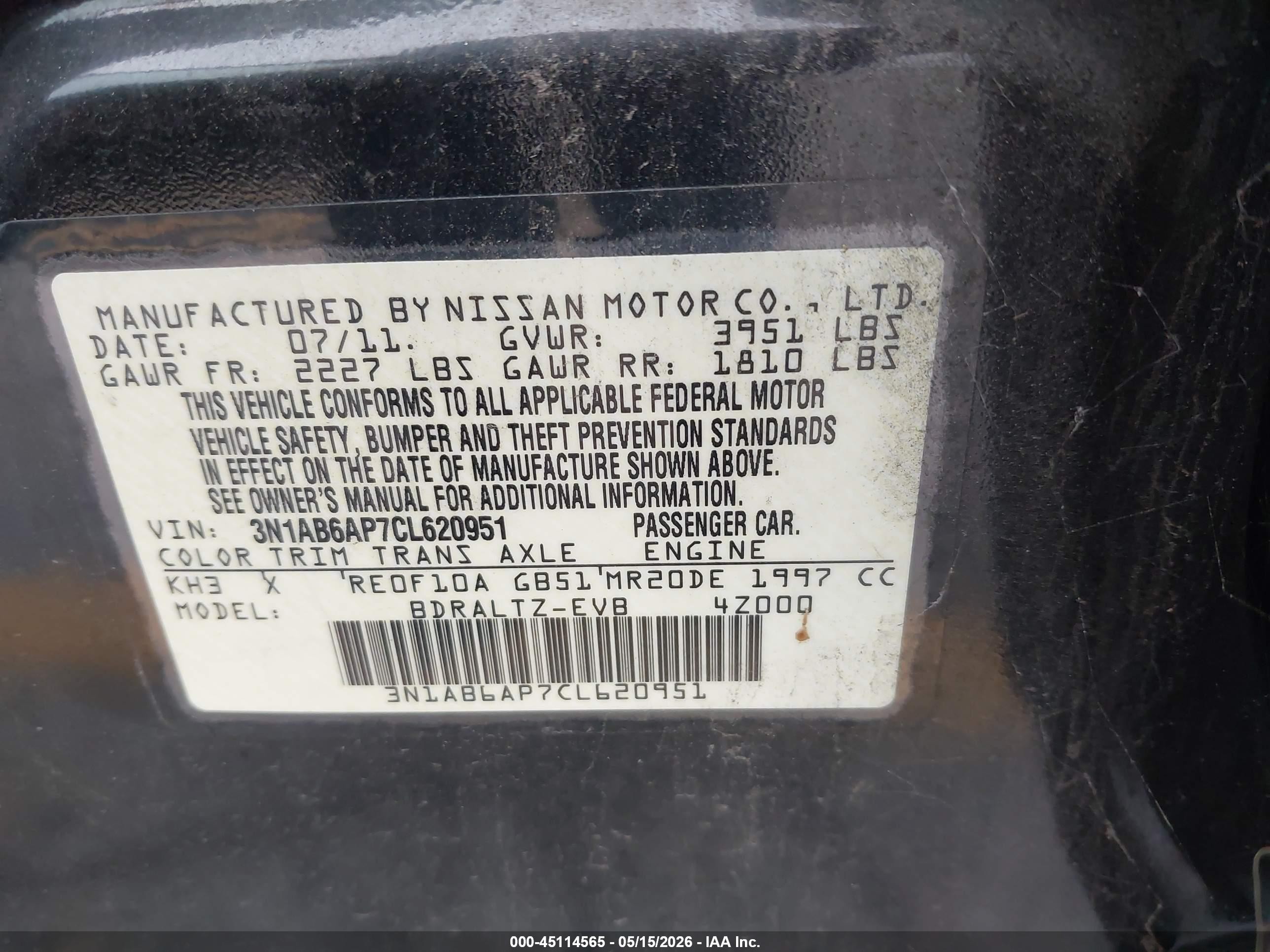 2012 Nissan Sentra 2.0 Sr Black vin: 3N1AB6AP7CL620951