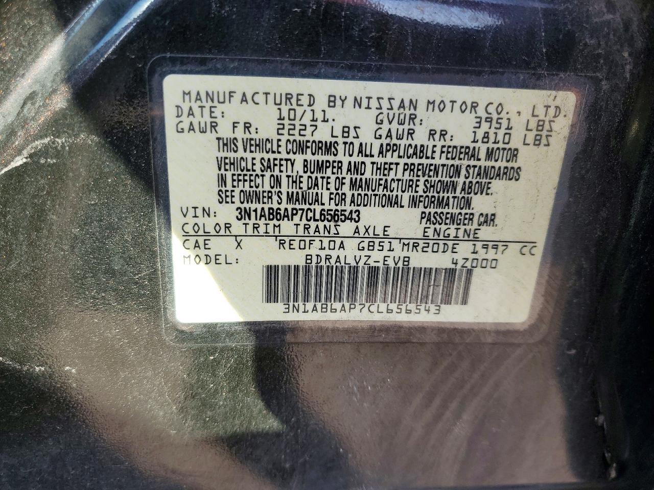 2012 Nissan Sentra 2.0 Black vin: 3N1AB6AP7CL656543