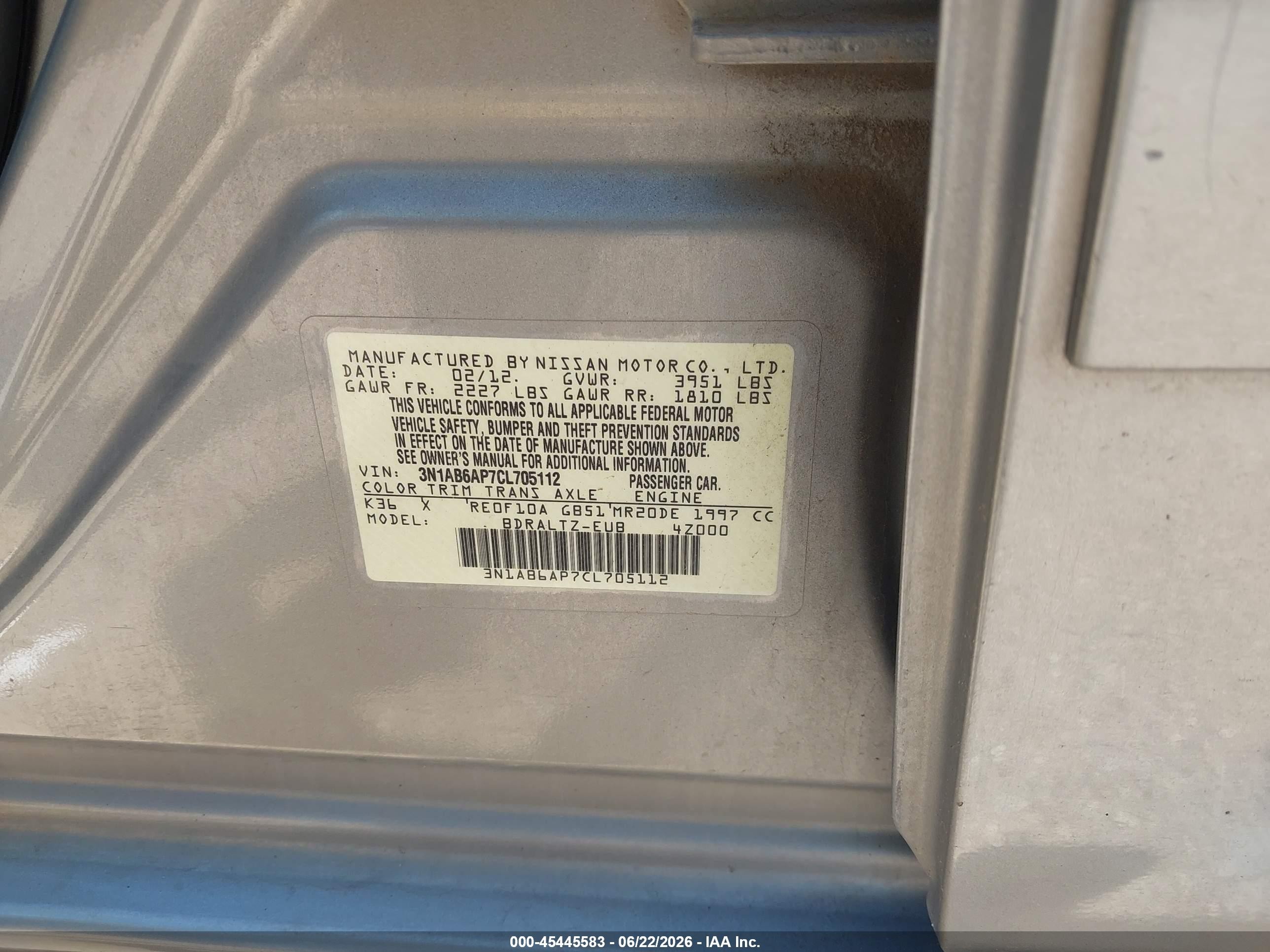 2012 Nissan Sentra 2.0 S Blue vin: 3N1AB6AP7CL705112