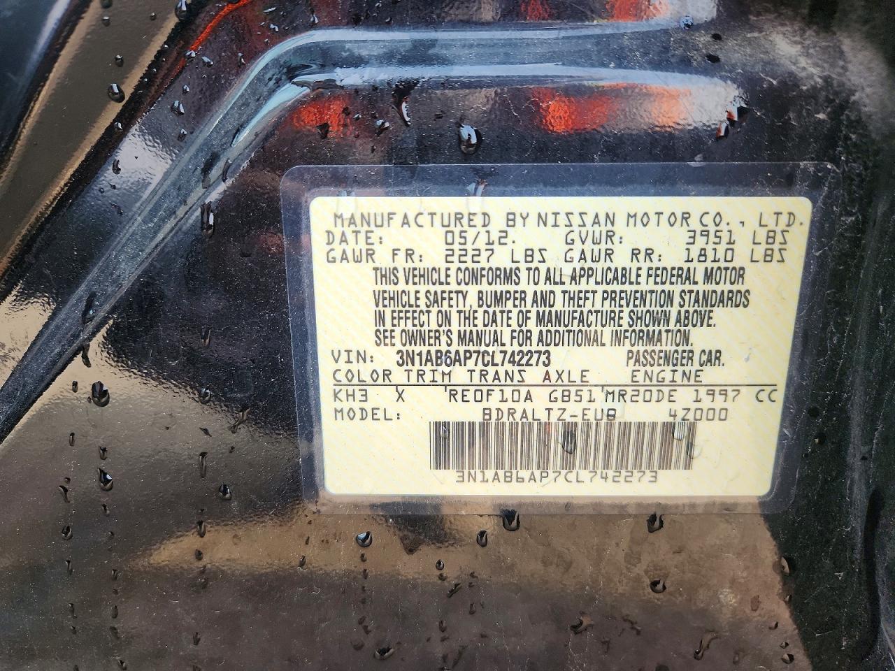 2012 Nissan Sentra 2.0 Black vin: 3N1AB6AP7CL742273
