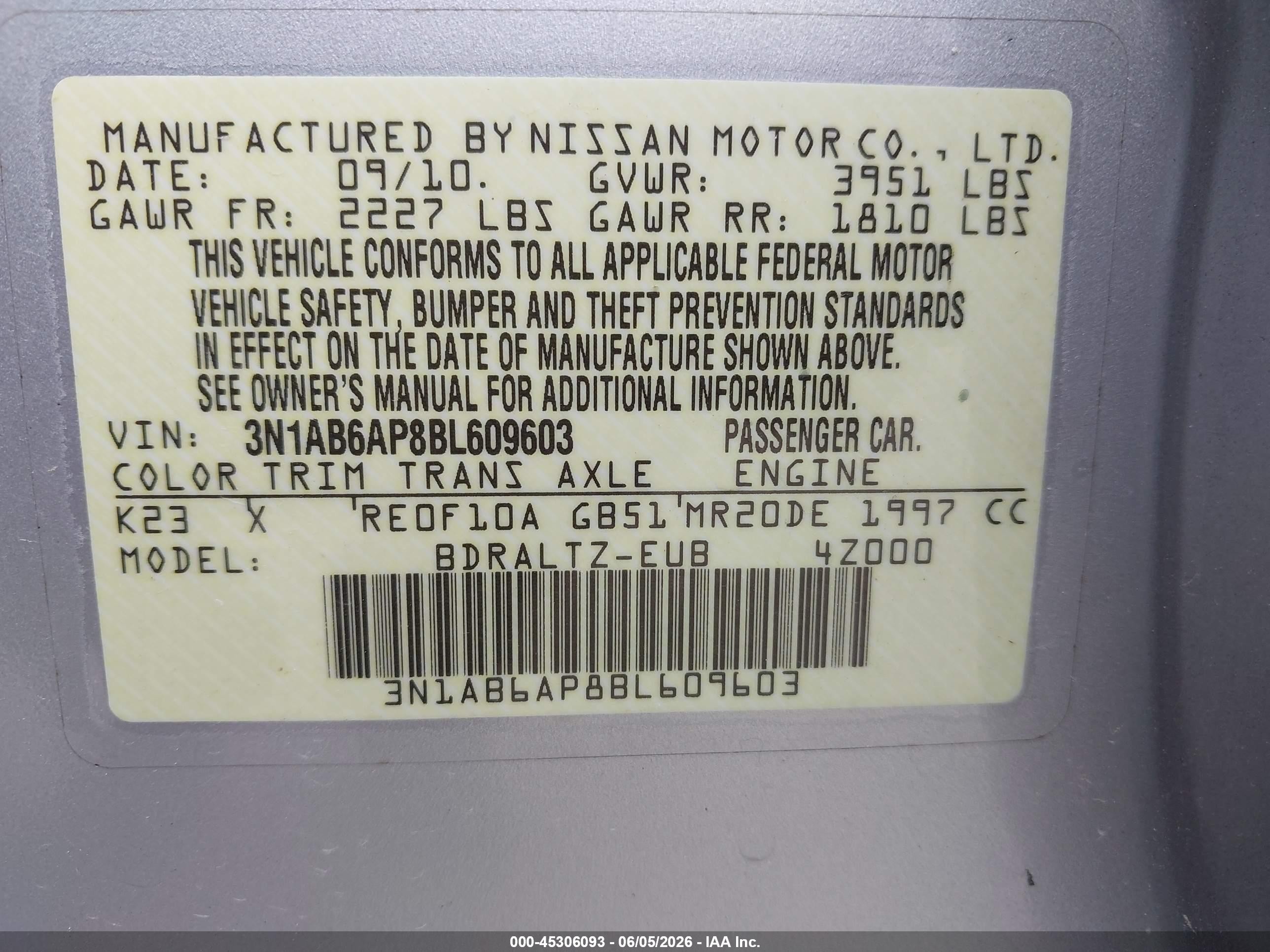 2011 Nissan Sentra 2.0sr Silver vin: 3N1AB6AP8BL609603