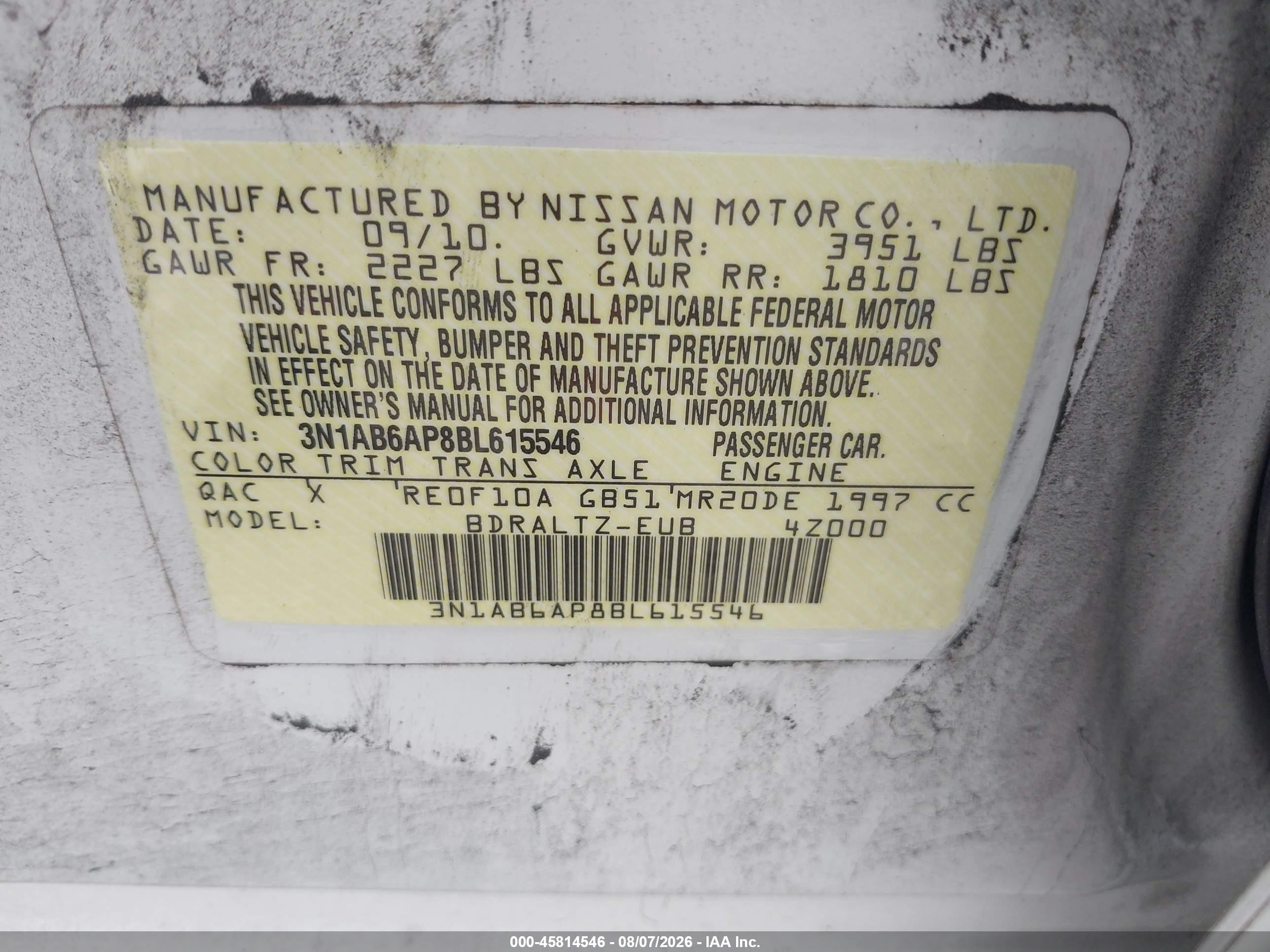 2011 Nissan Sentra 2.0s Белый vin: 3N1AB6AP8BL615546