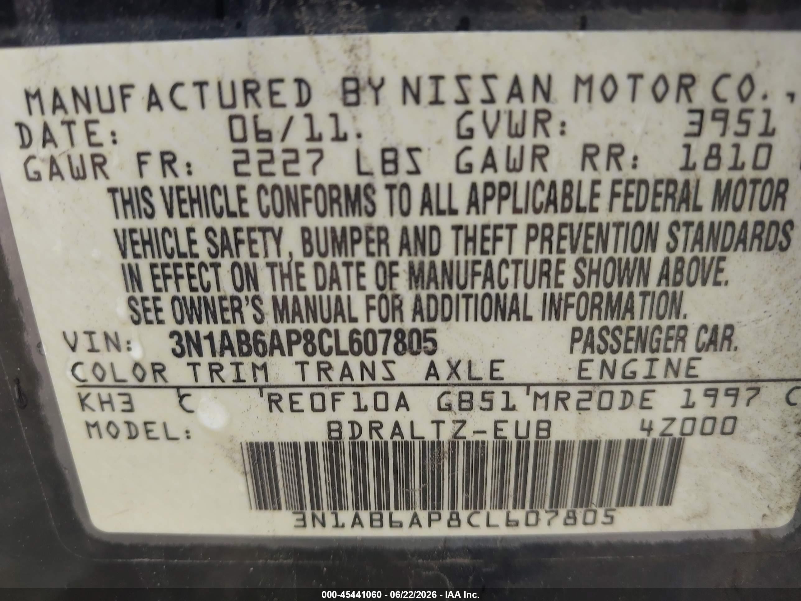 2012 Nissan Sentra 2.0 S Черный vin: 3N1AB6AP8CL607805