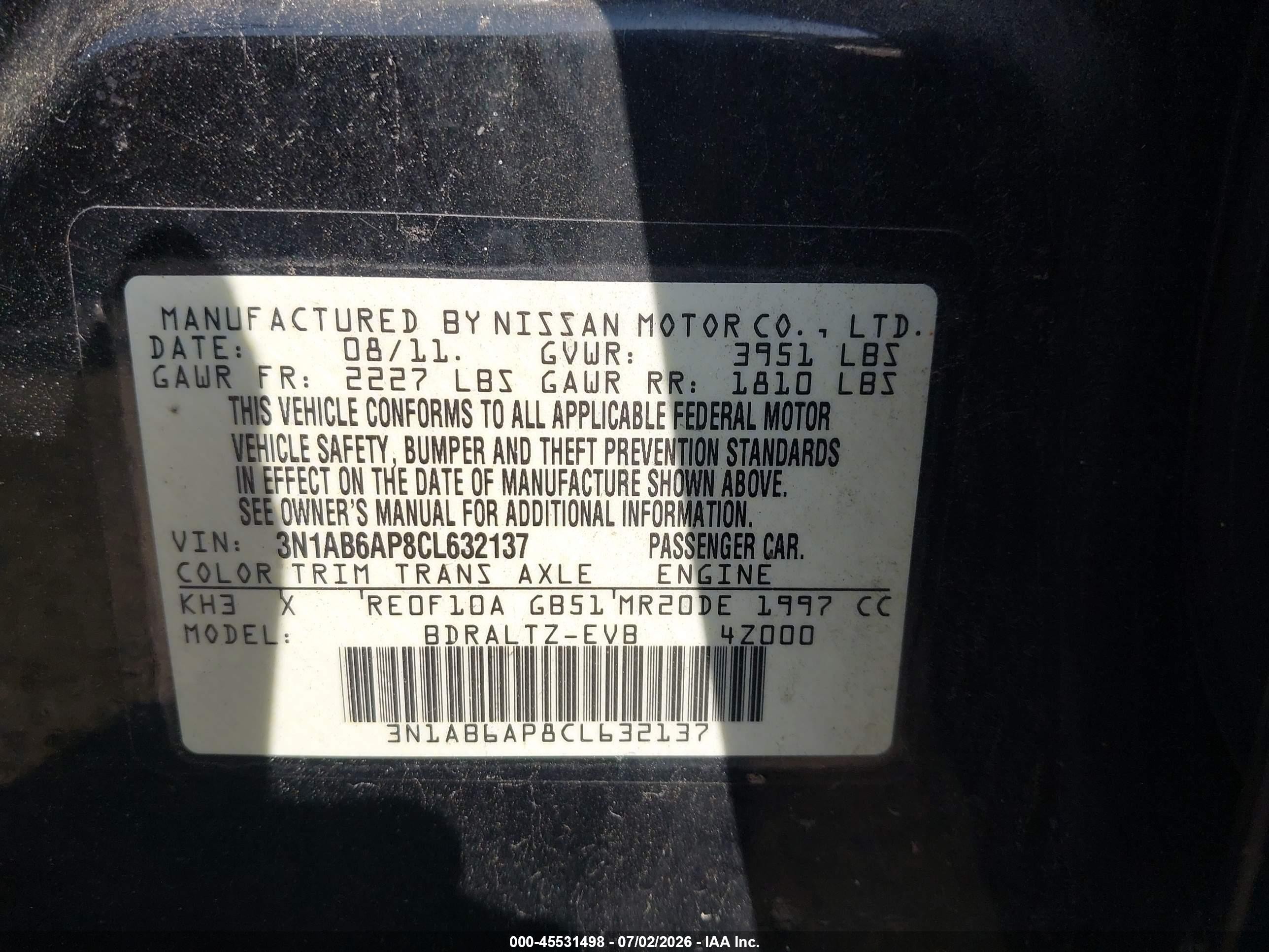 2012 Nissan Sentra 2.0 Sr Black vin: 3N1AB6AP8CL632137