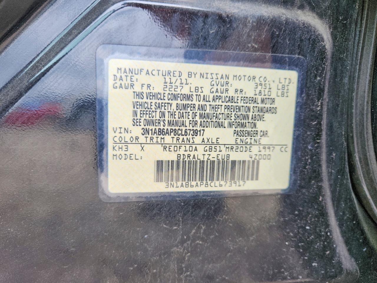 2012 Nissan Sentra 2.0 Black vin: 3N1AB6AP8CL673917