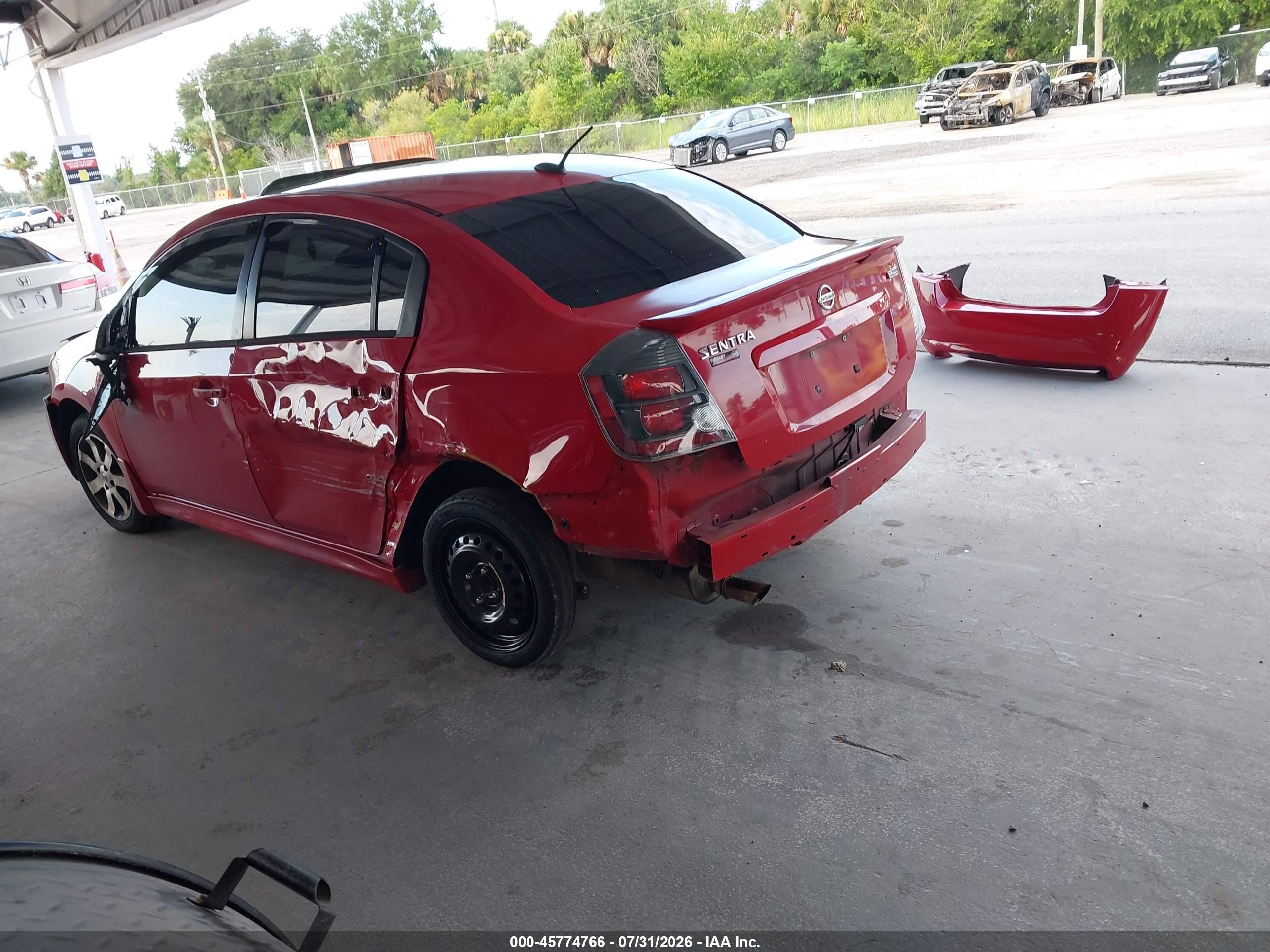 2012 Nissan Sentra 2.0 Sr Red vin: 3N1AB6AP8CL719469