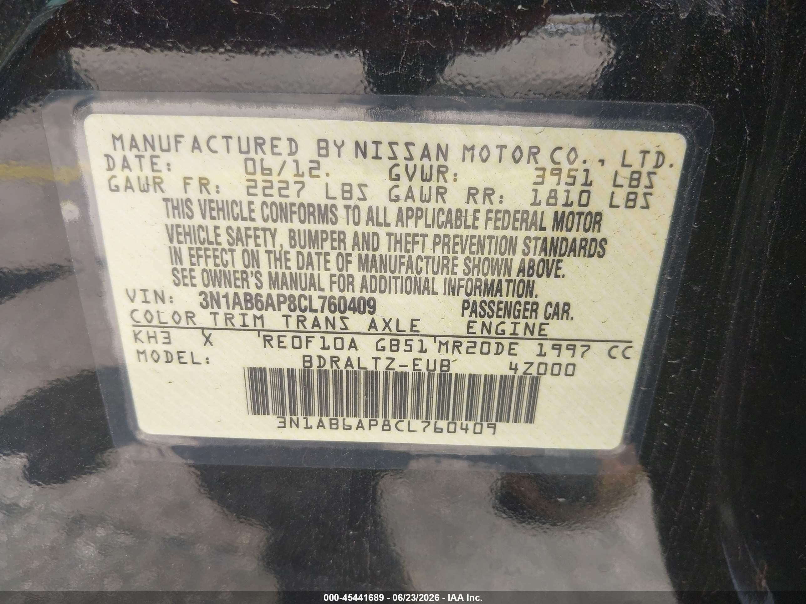 2012 Nissan Sentra 2.0 S Black vin: 3N1AB6AP8CL760409