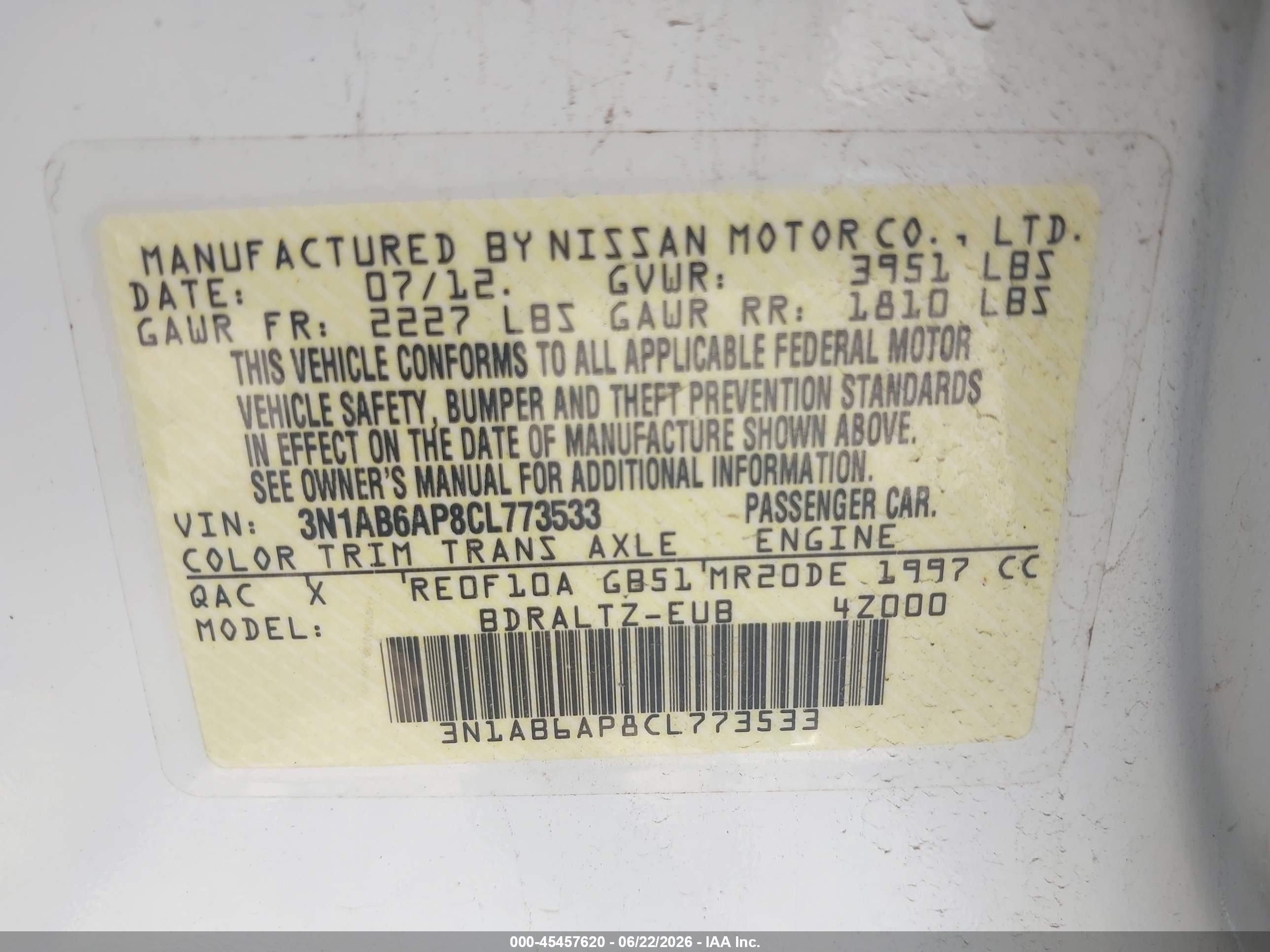 2012 Nissan Sentra 2.0 S White vin: 3N1AB6AP8CL773533