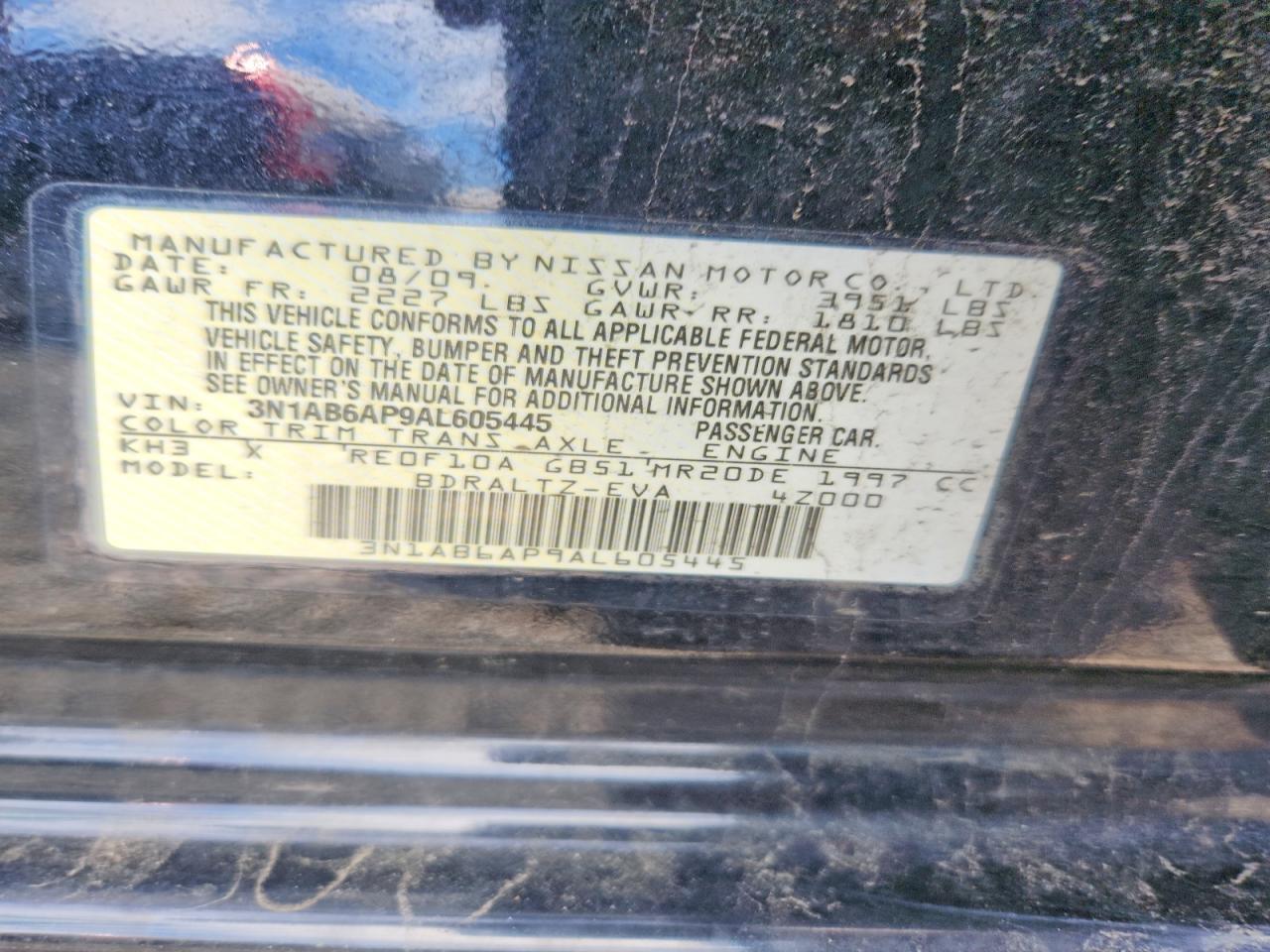 2010 Nissan Sentra 2.0 Black vin: 3N1AB6AP9AL605445