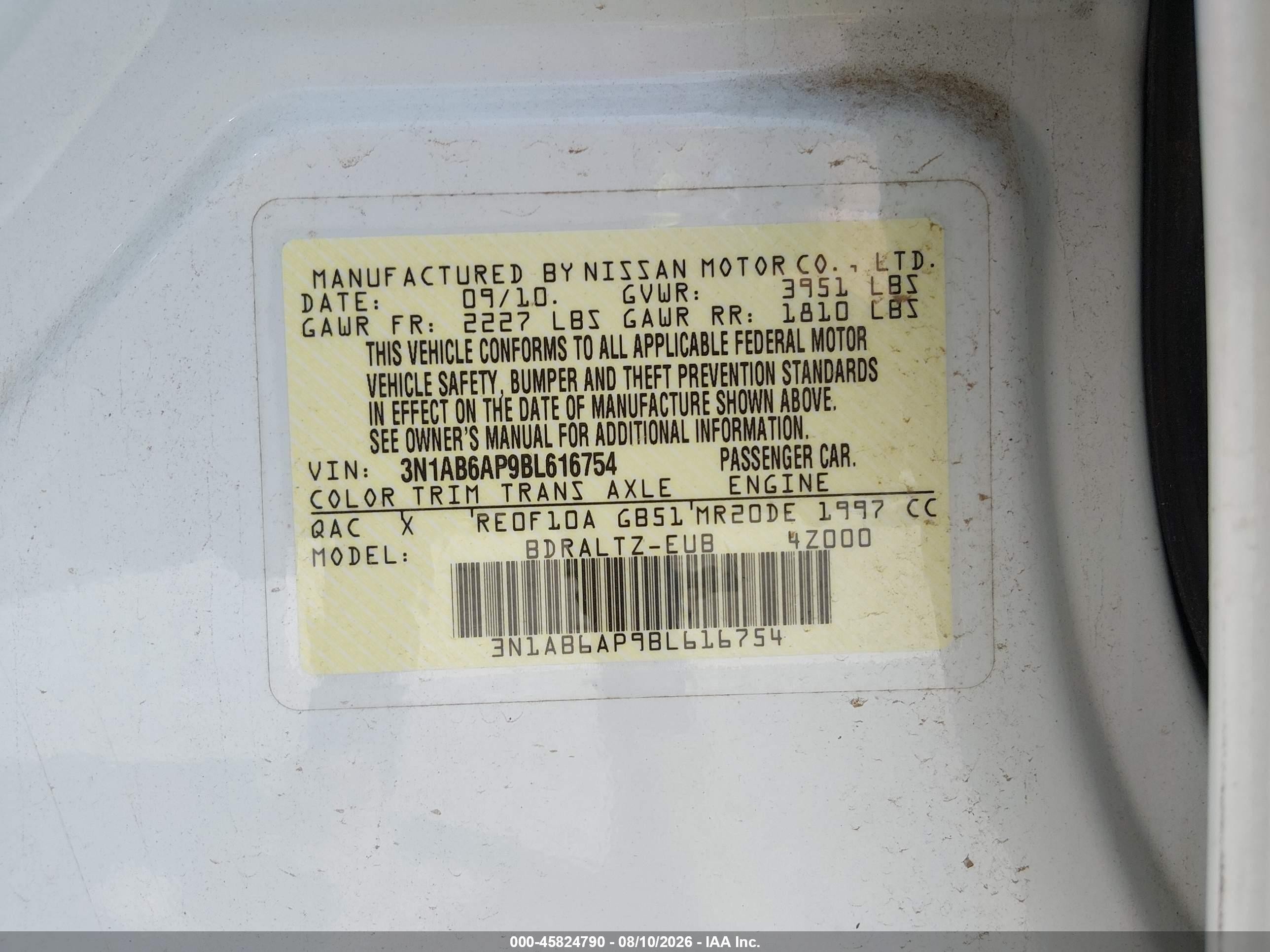 2011 Nissan Sentra 2.0s White vin: 3N1AB6AP9BL616754