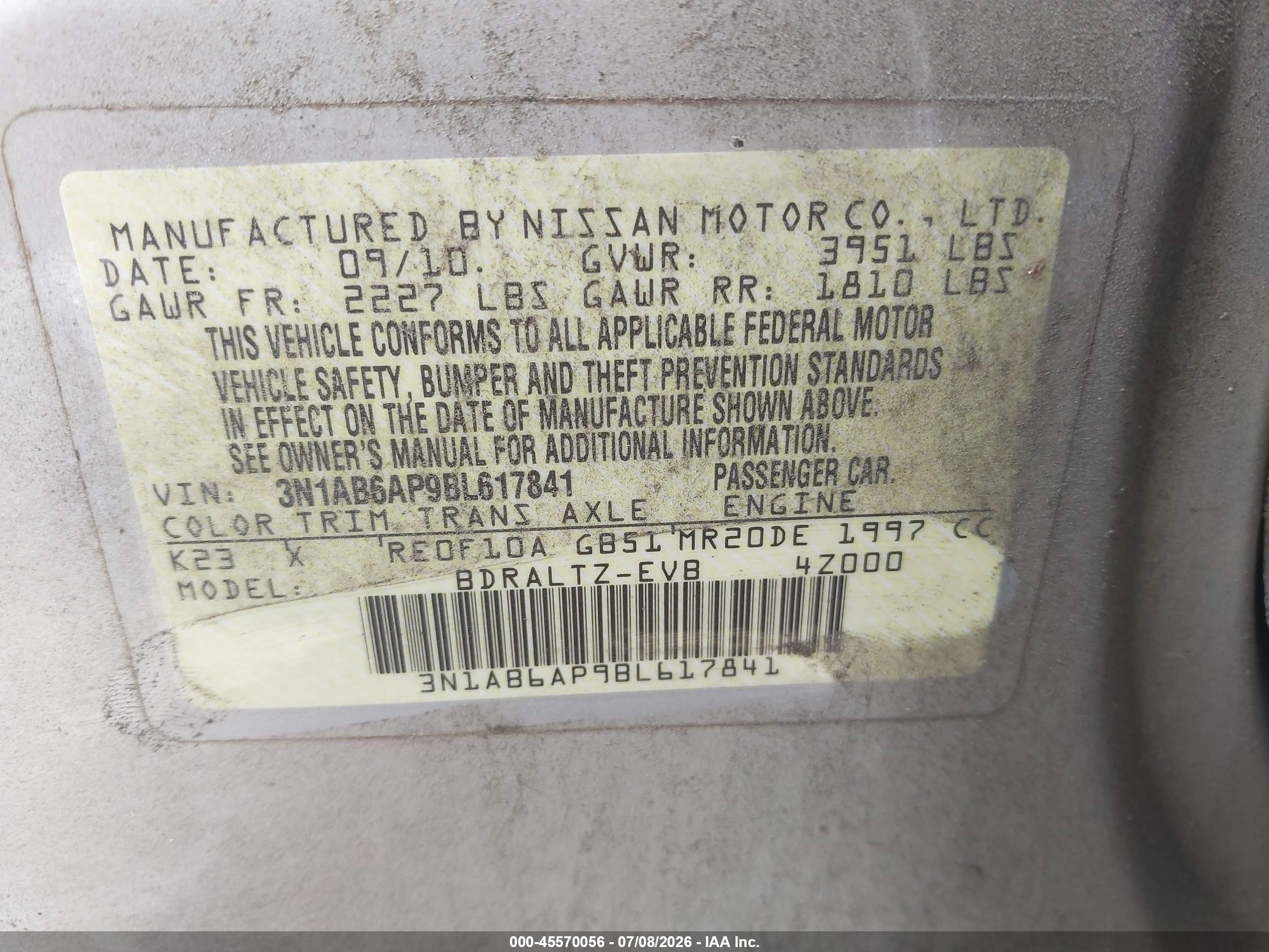 2011 Nissan Sentra 2.0s Silver vin: 3N1AB6AP9BL617841