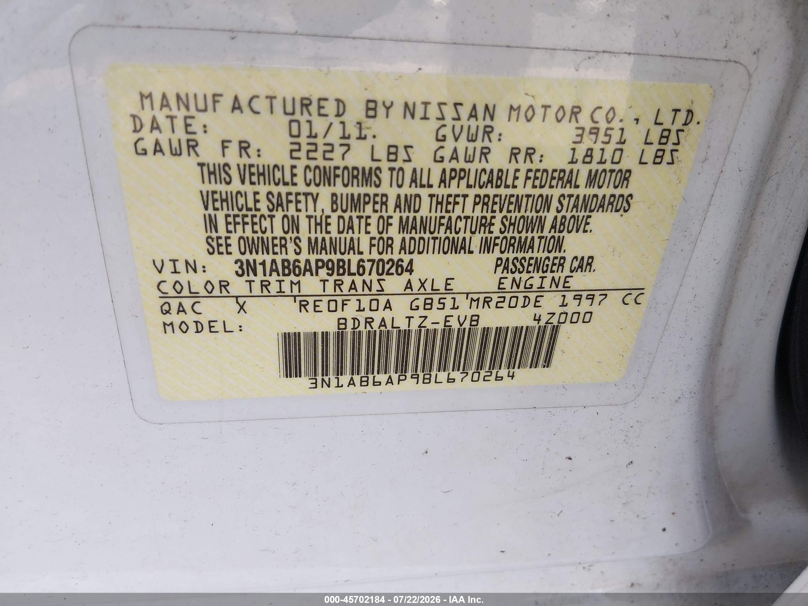 2011 Nissan Sentra 2.0sr White vin: 3N1AB6AP9BL670264