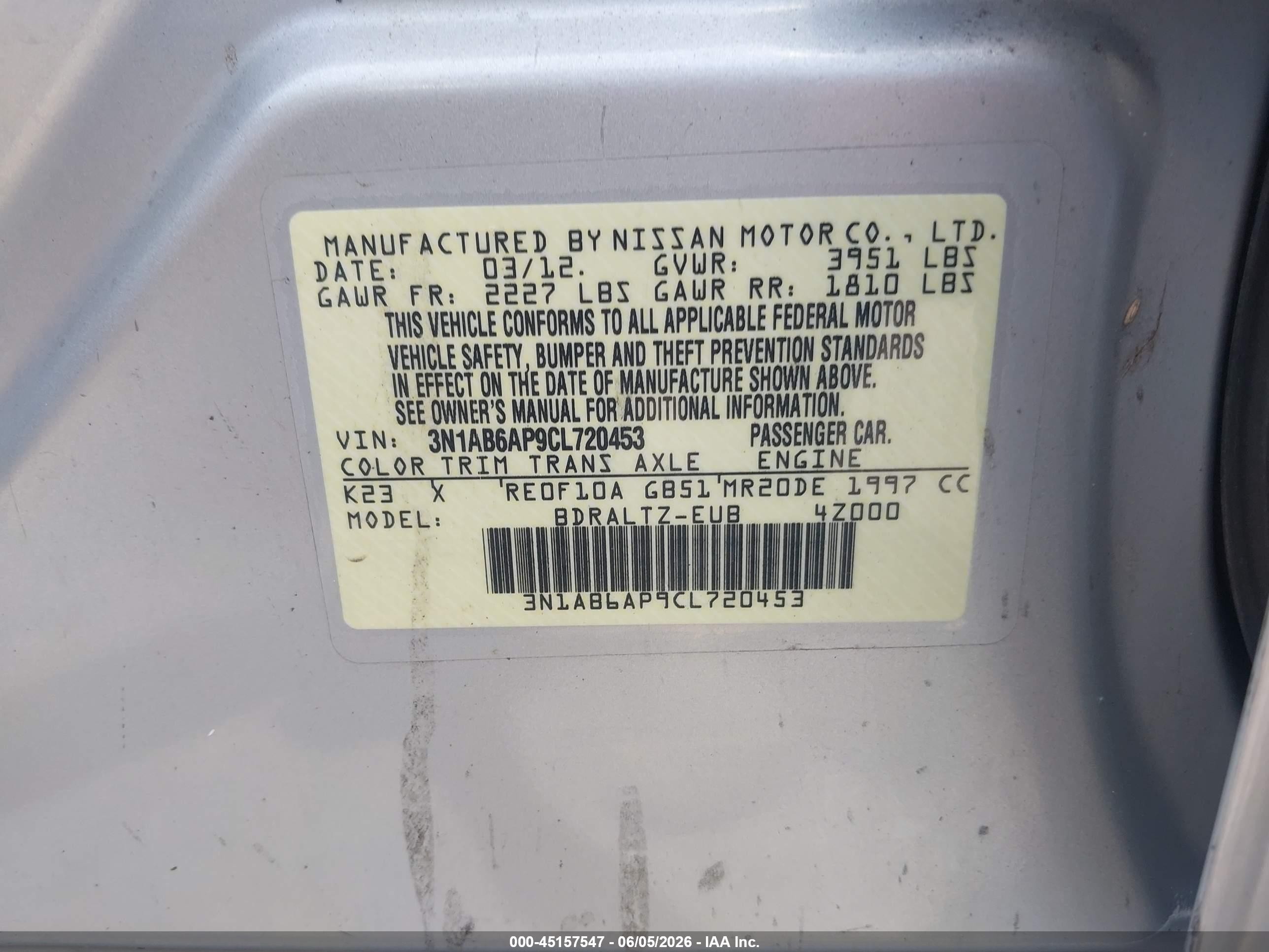 2012 Nissan Sentra 2.0 Sr Silver vin: 3N1AB6AP9CL720453