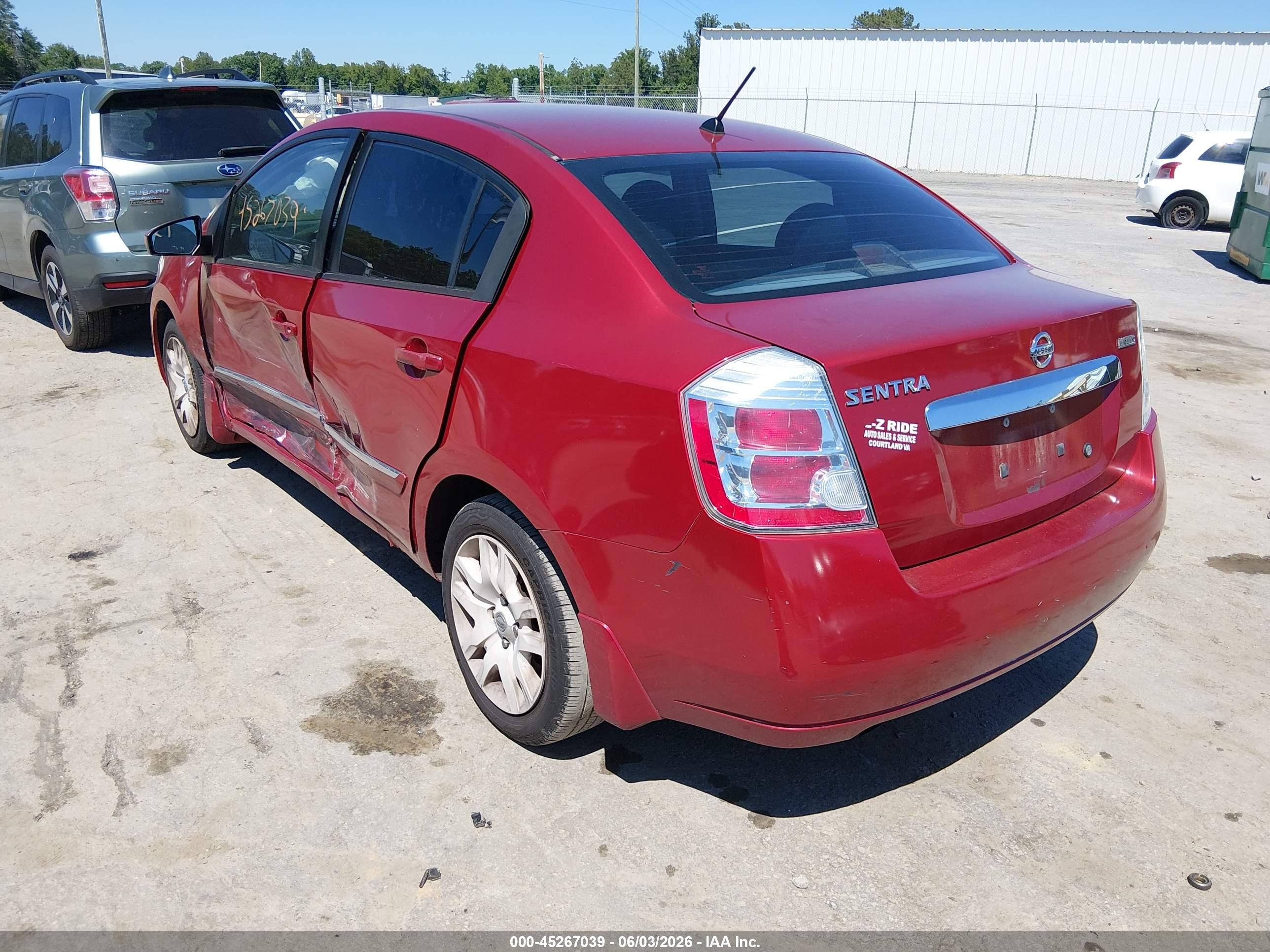 2010 Nissan Sentra 2.0s Red vin: 3N1AB6APXAL724959