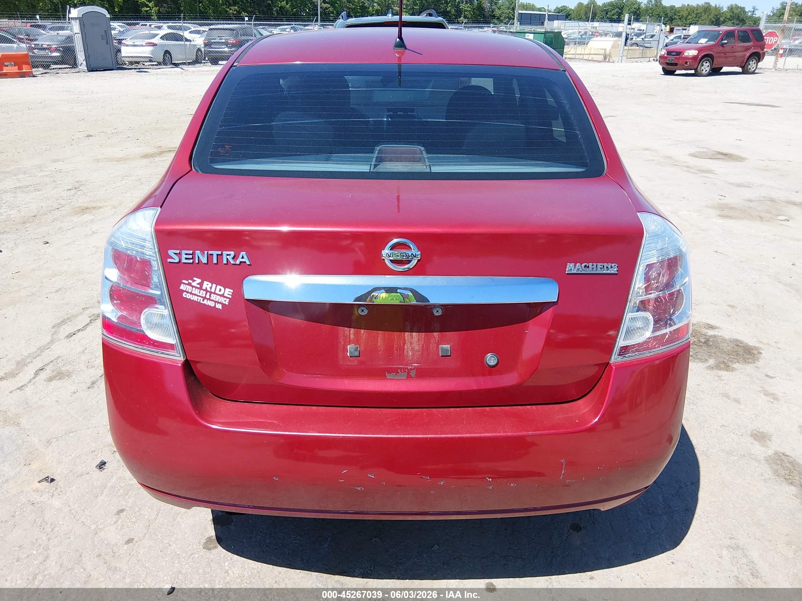 2010 Nissan Sentra 2.0s Red vin: 3N1AB6APXAL724959