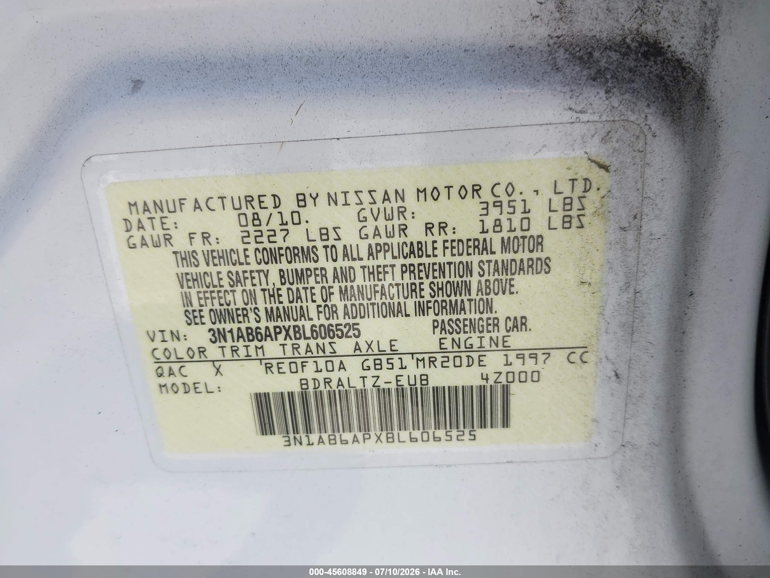 2011 Nissan Sentra 2.0s Белый vin: 3N1AB6APXBL606525