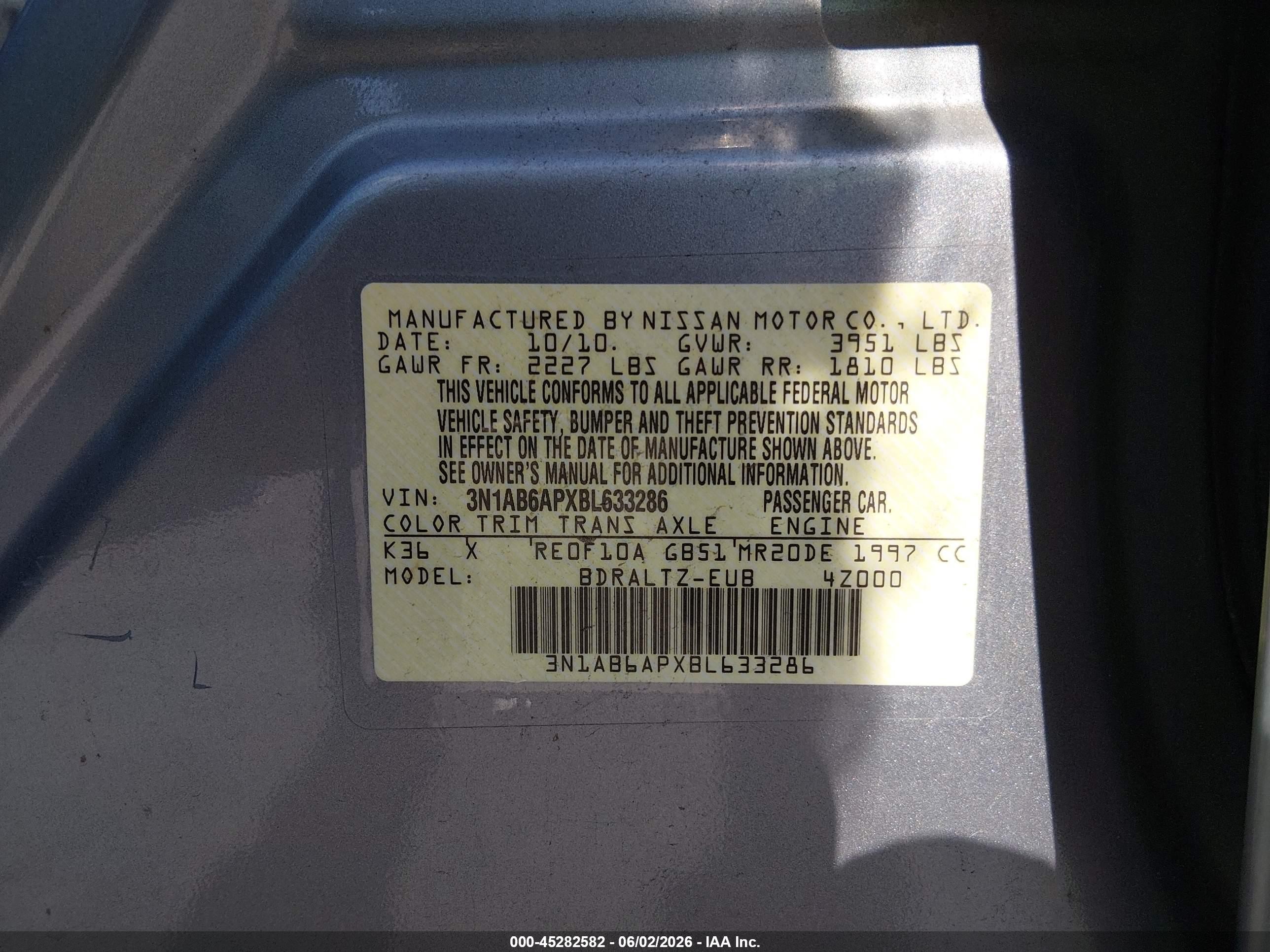 2011 Nissan Sentra 2.0s Silver vin: 3N1AB6APXBL633286