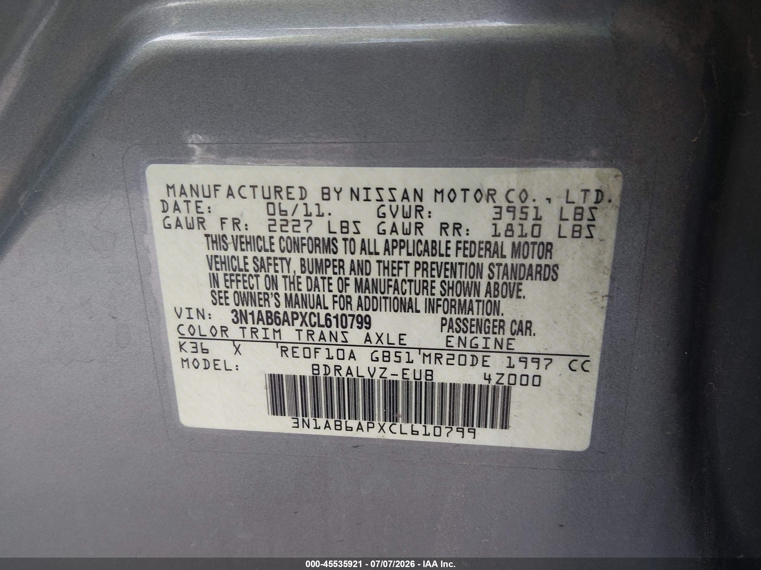 2012 Nissan Sentra 2.0 Sl Серебряный vin: 3N1AB6APXCL610799