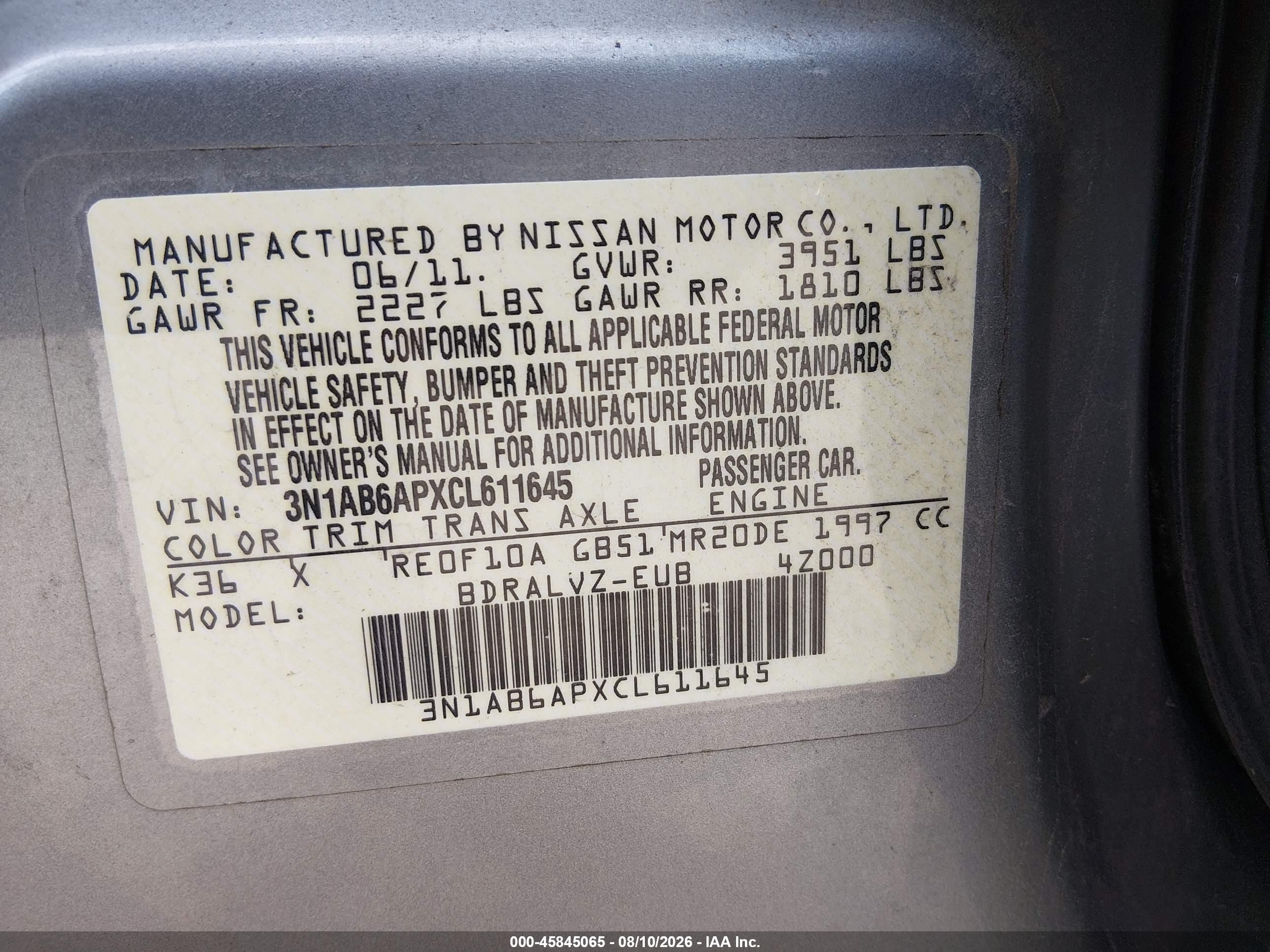 2012 Nissan Sentra 2.0 Sl Silver vin: 3N1AB6APXCL611645