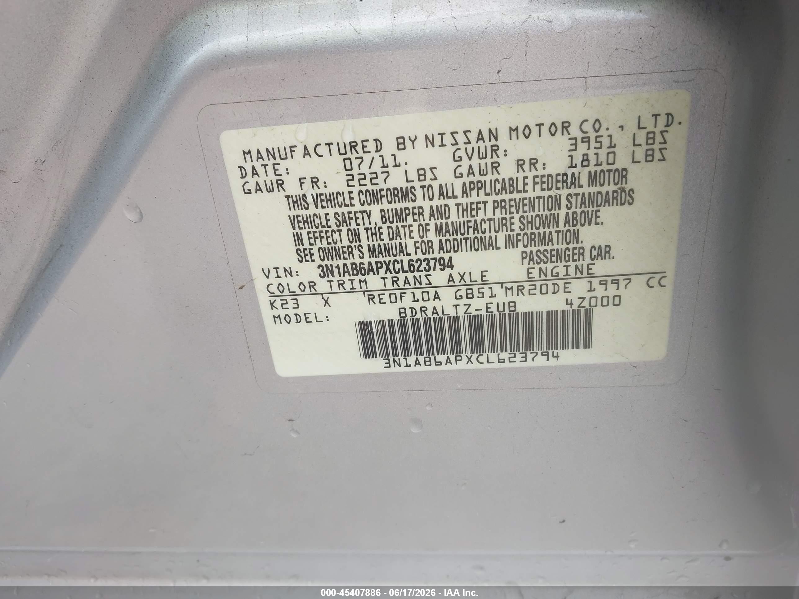 2012 Nissan Sentra 2.0 Sr Silver vin: 3N1AB6APXCL623794