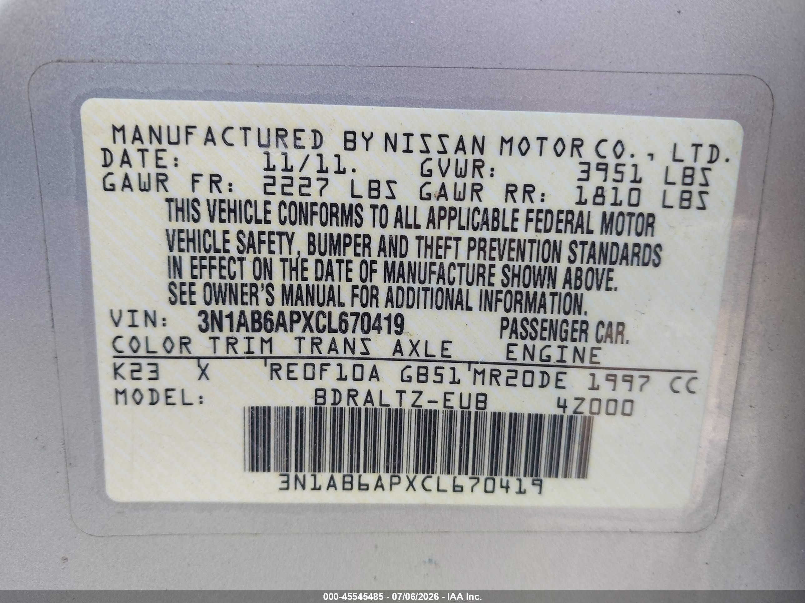 2012 Nissan Sentra 2.0 Sr Silver vin: 3N1AB6APXCL670419