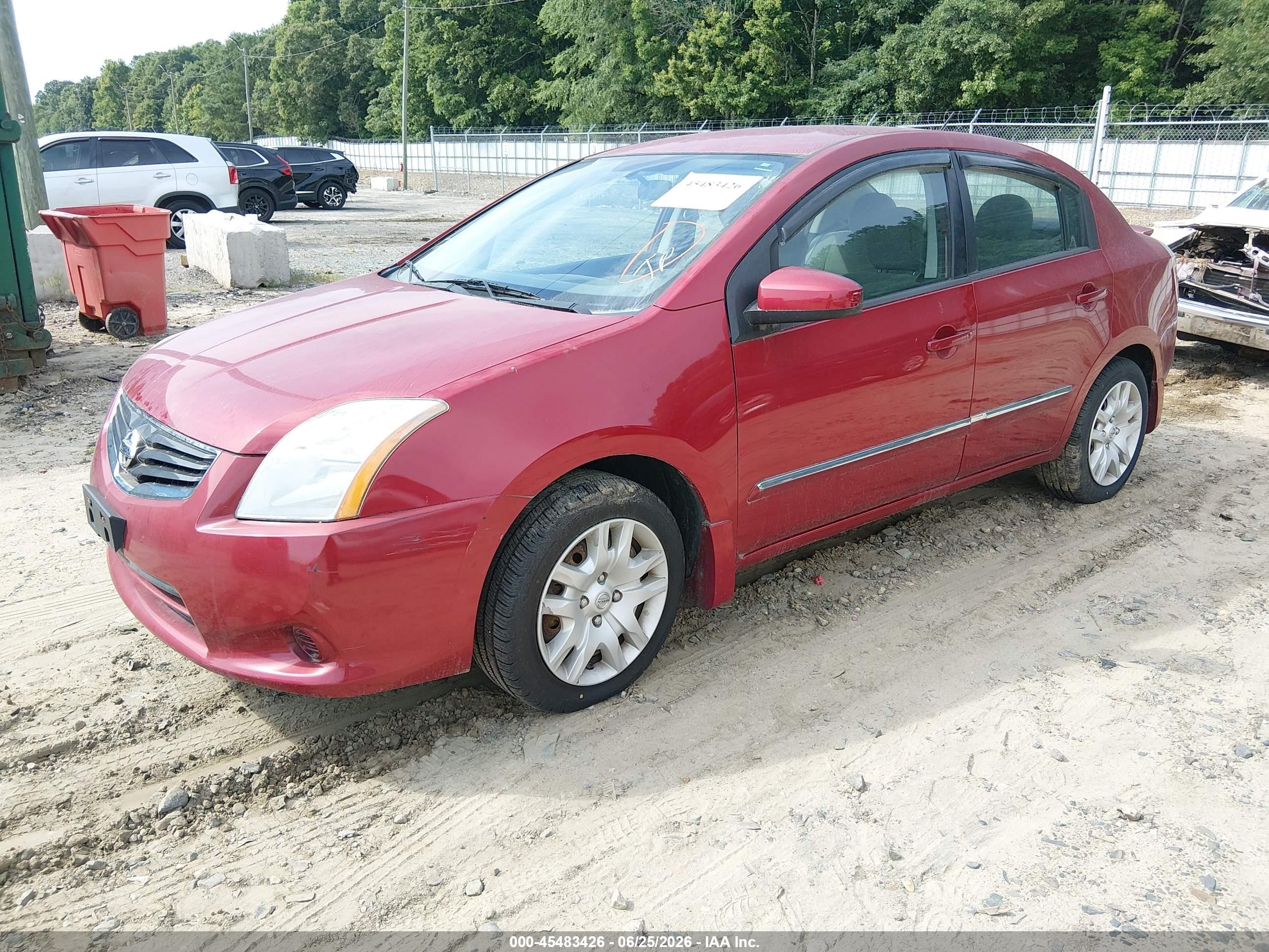 2012 Nissan Sentra 2.0 S Red vin: 3N1AB6APXCL681615
