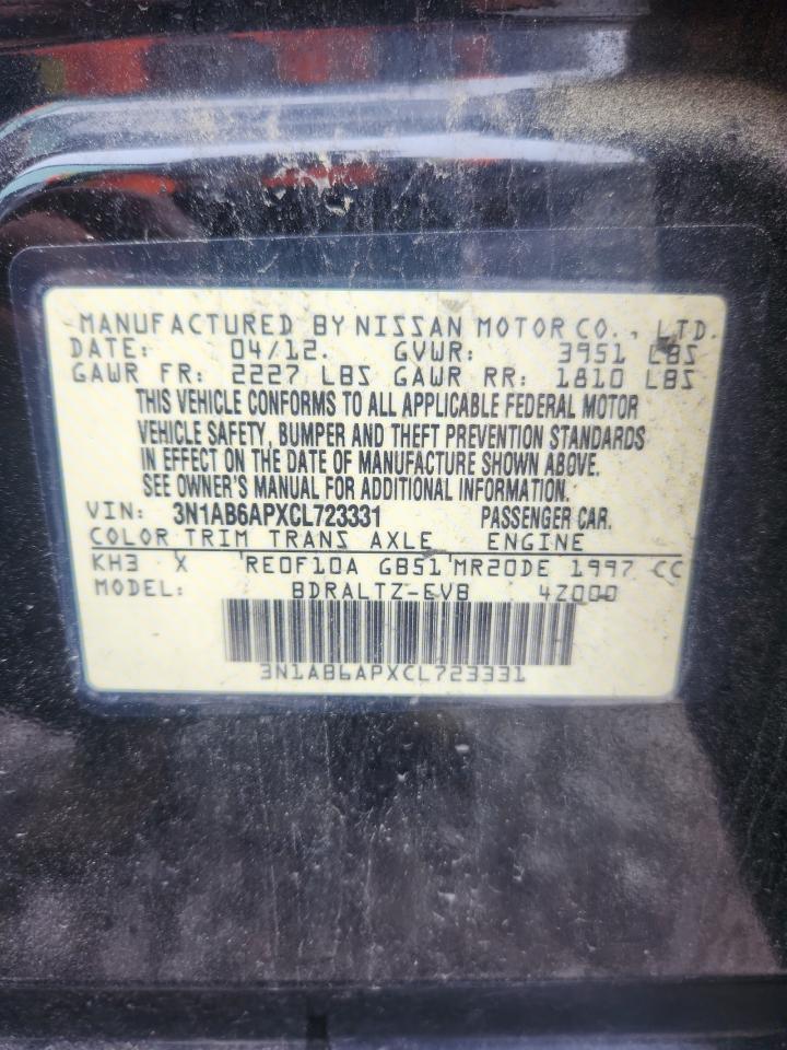 2012 Nissan Sentra 2.0 Black vin: 3N1AB6APXCL723331
