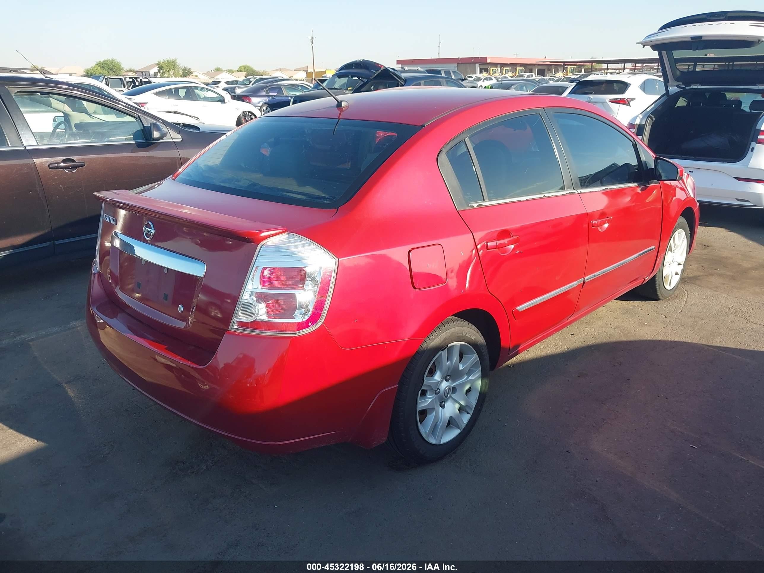 2012 Nissan Sentra 2.0 S Red vin: 3N1AB6APXCL753154