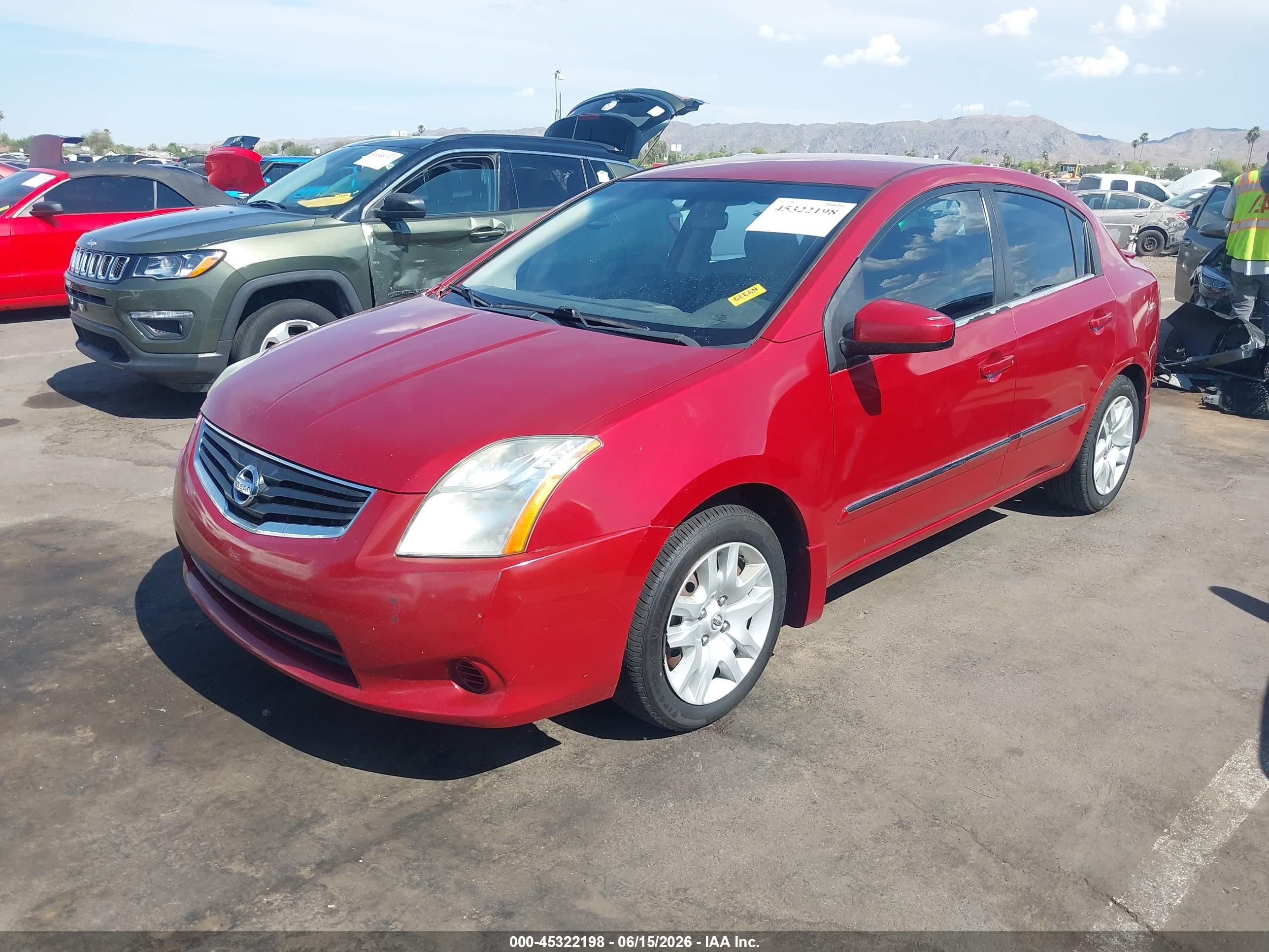 2012 Nissan Sentra 2.0 S Red vin: 3N1AB6APXCL753154