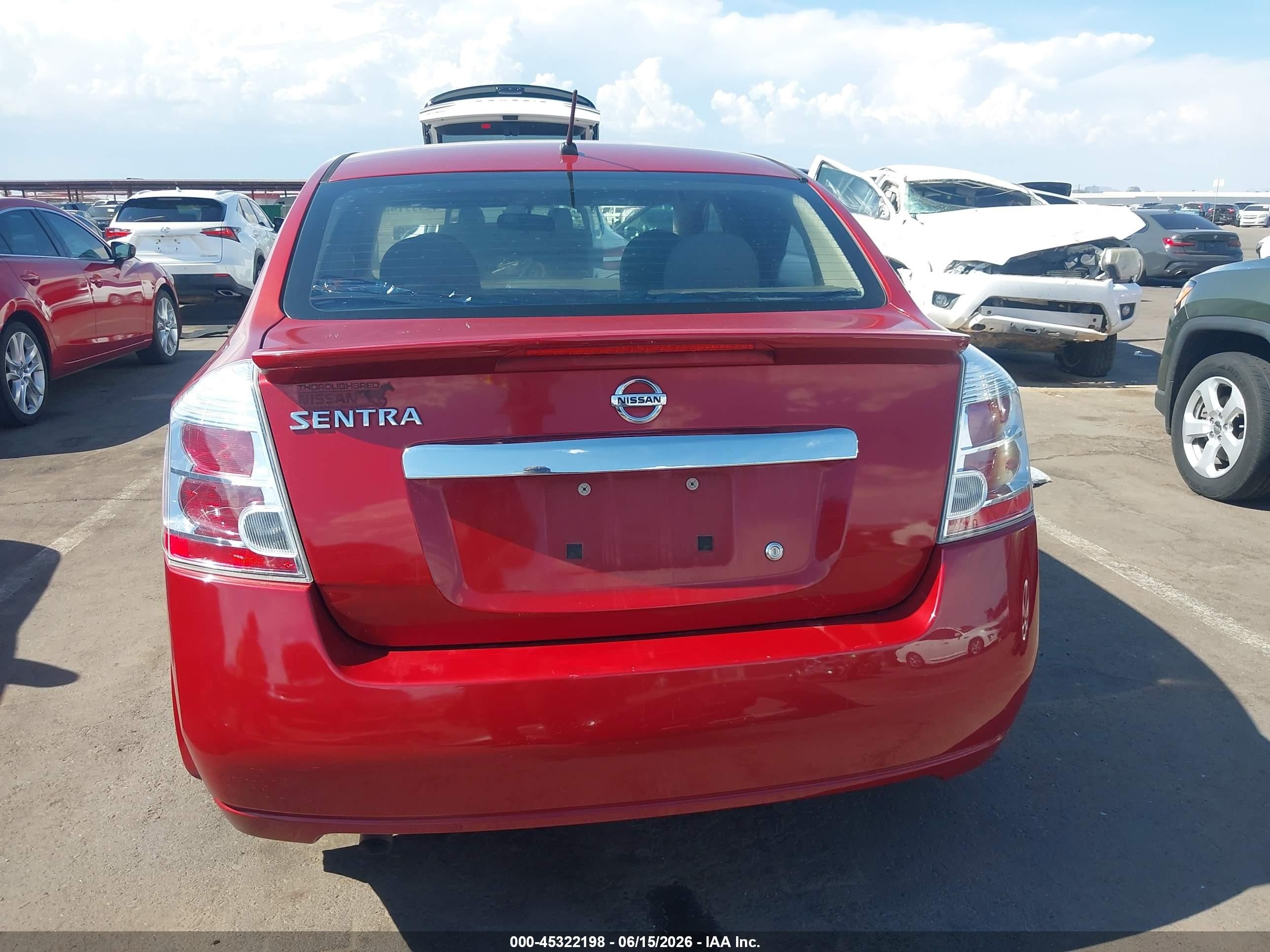 2012 Nissan Sentra 2.0 S Red vin: 3N1AB6APXCL753154