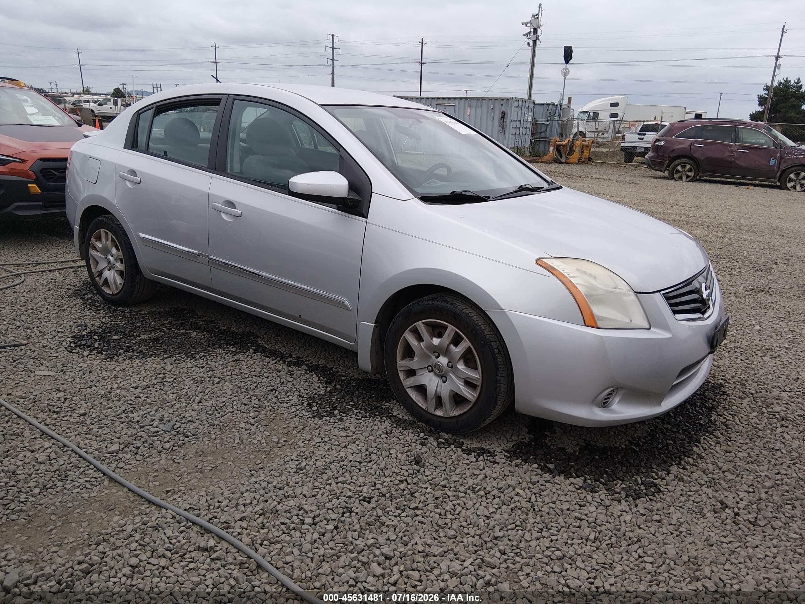 2012 Nissan Sentra 2.0 S Silver vin: 3N1AB6APXCL777292