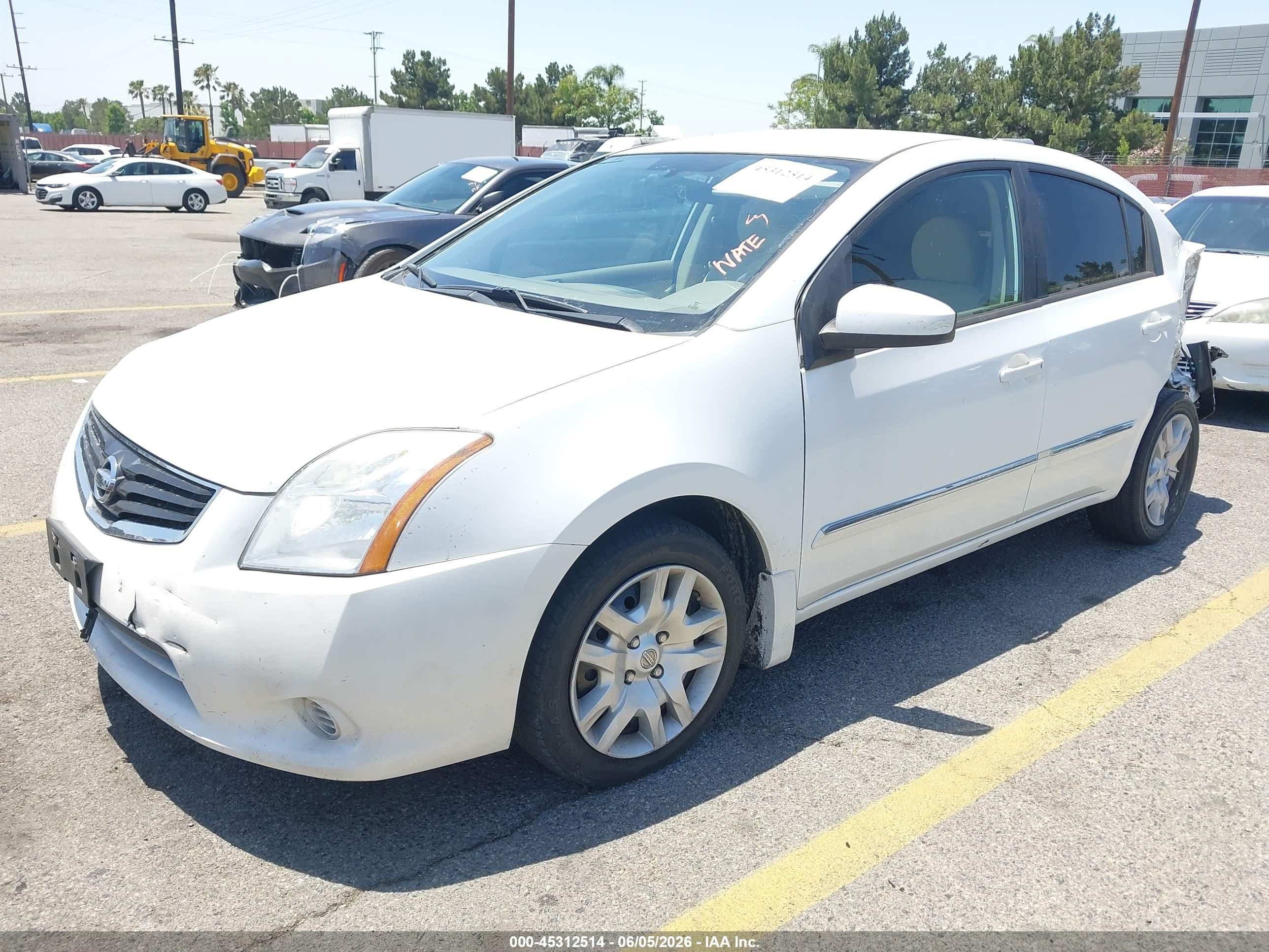 2012 Nissan Sentra 2.0 S White vin: 3N1AB6APXCL783013