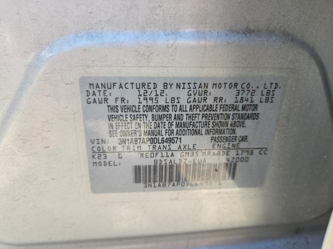 2013 Nissan Sentra S Silver vin: 3N1AB7AP0DL649571