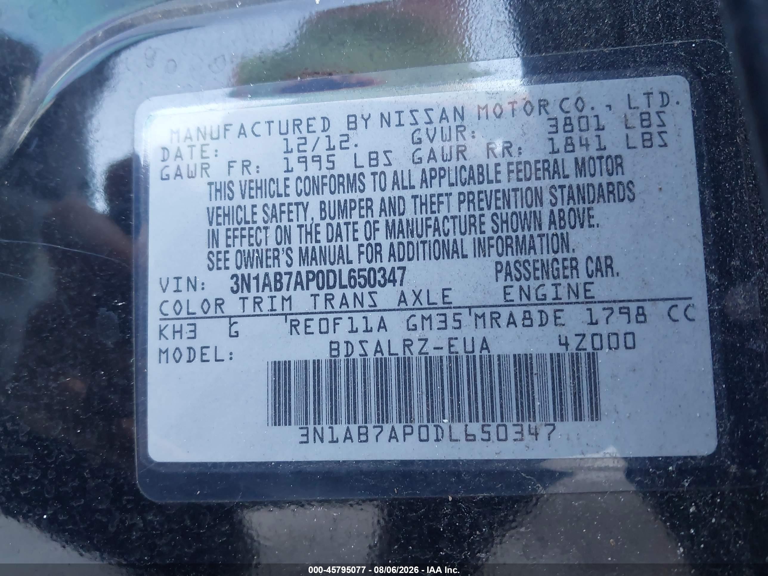 2013 Nissan Sentra Sr Black vin: 3N1AB7AP0DL650347