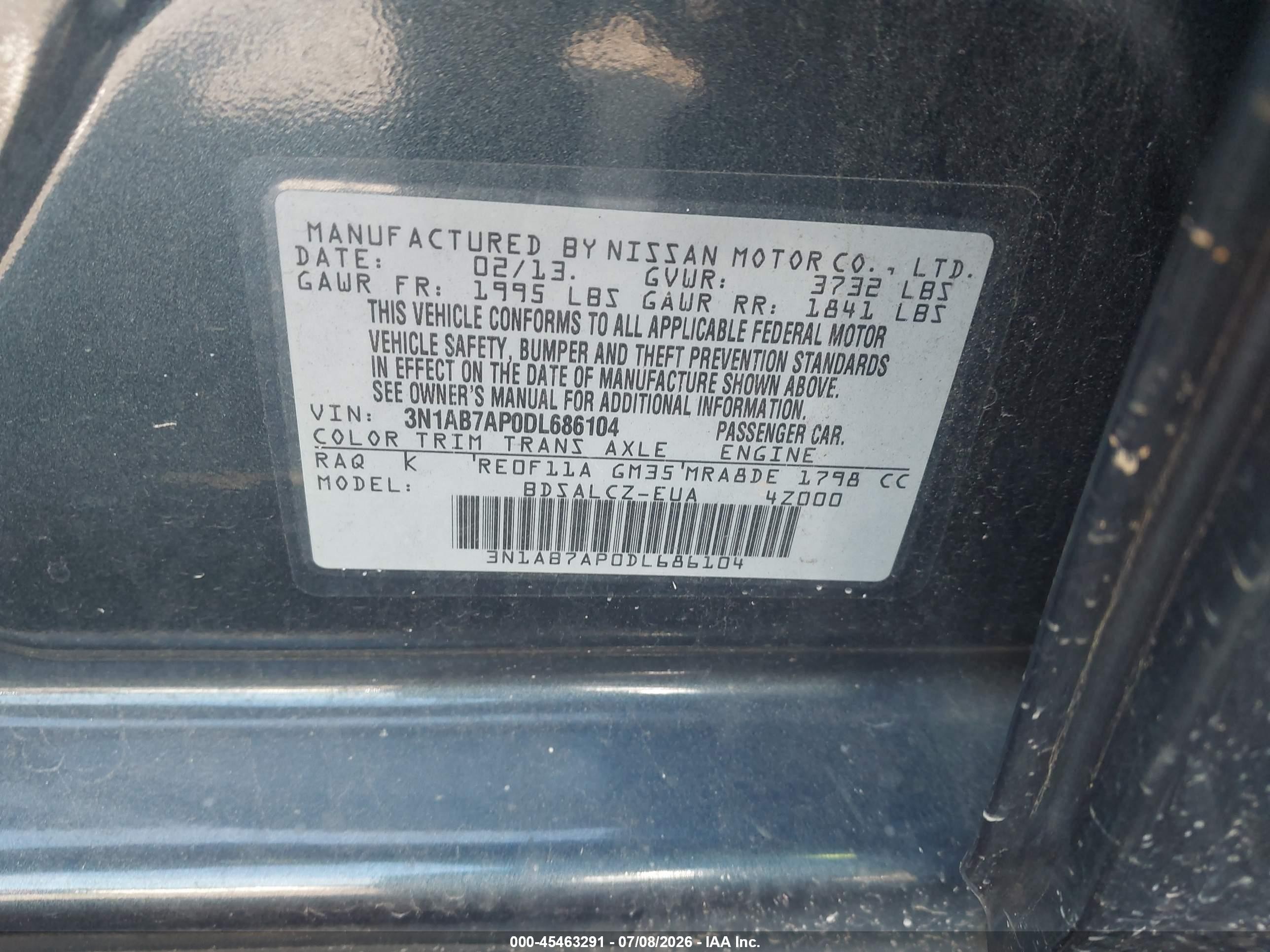 2013 Nissan Sentra S Gray vin: 3N1AB7AP0DL686104