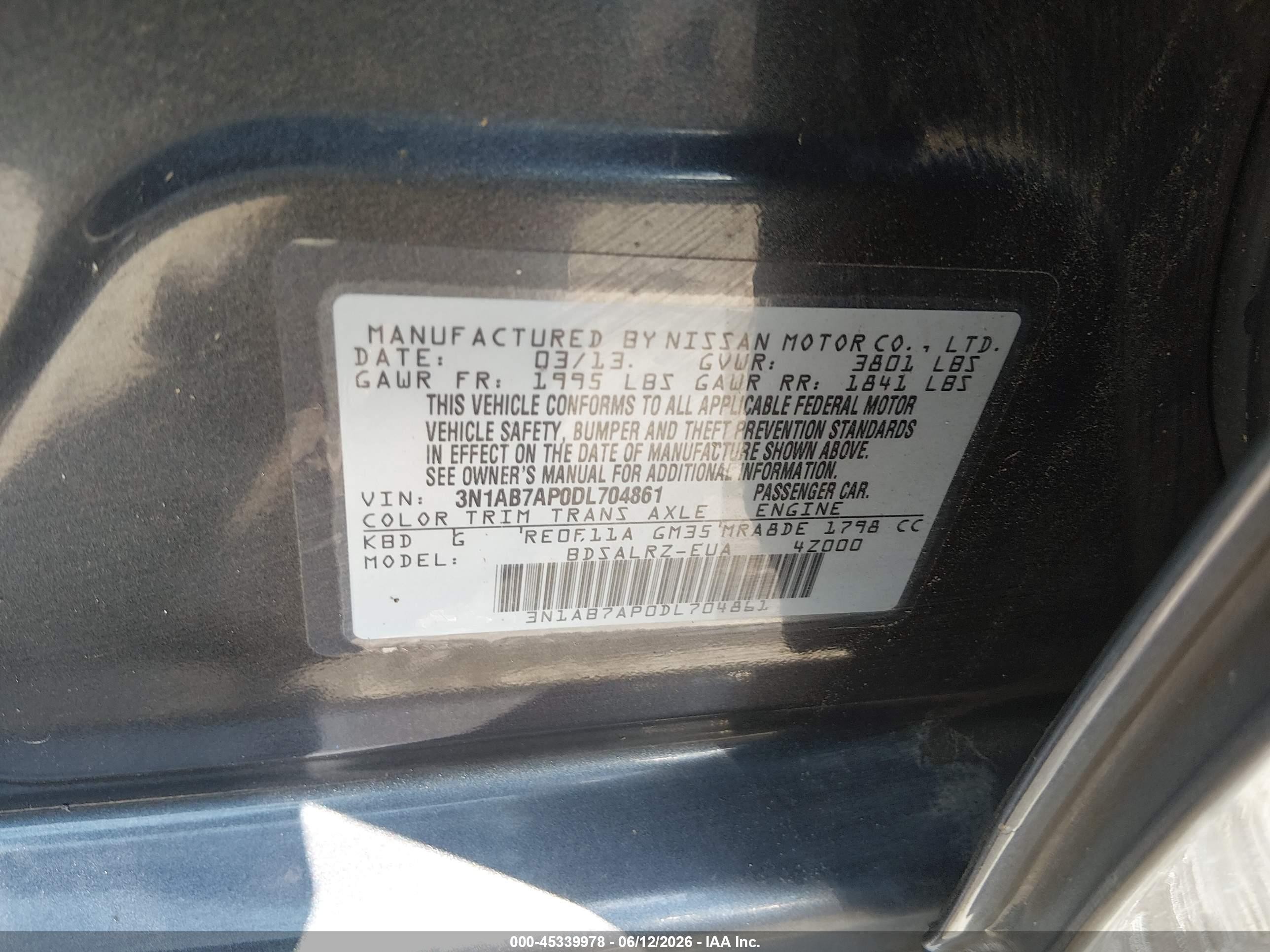 2013 Nissan Sentra Sr Gray vin: 3N1AB7AP0DL704861