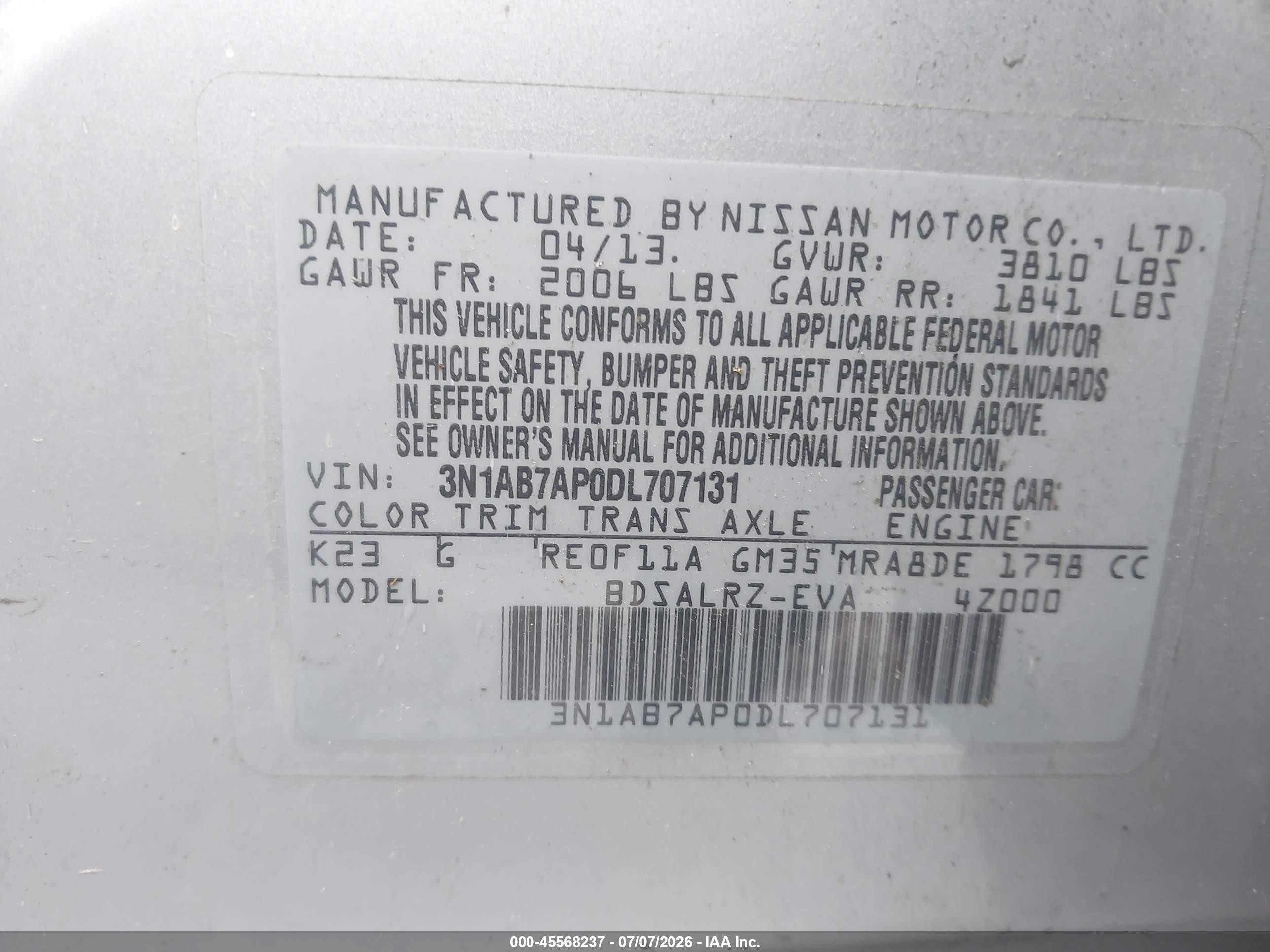 2013 Nissan Sentra Sr Silver vin: 3N1AB7AP0DL707131